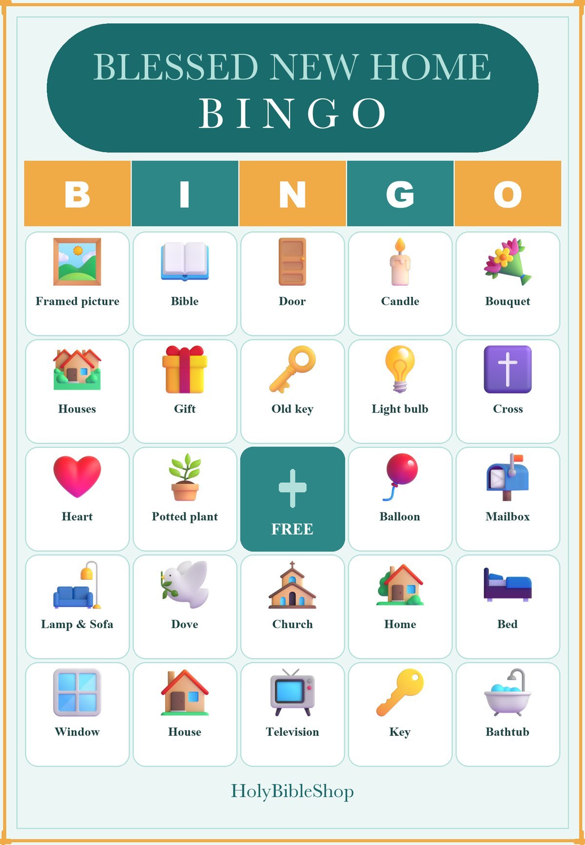 Blessed New Home Bingo, 60 Printable Bingo Cards, Christian Home Game, Sunday School & Church Activity, Instant Download
