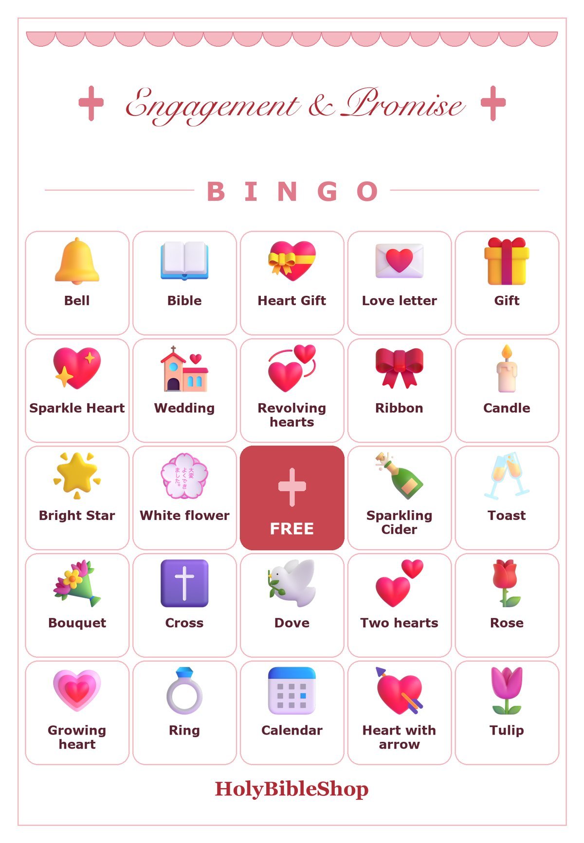Engagement and Promise Bingo, 60 Printable Bingo Cards, Engagement Bingo, Engagement Party, Christian Engagement Promise Game