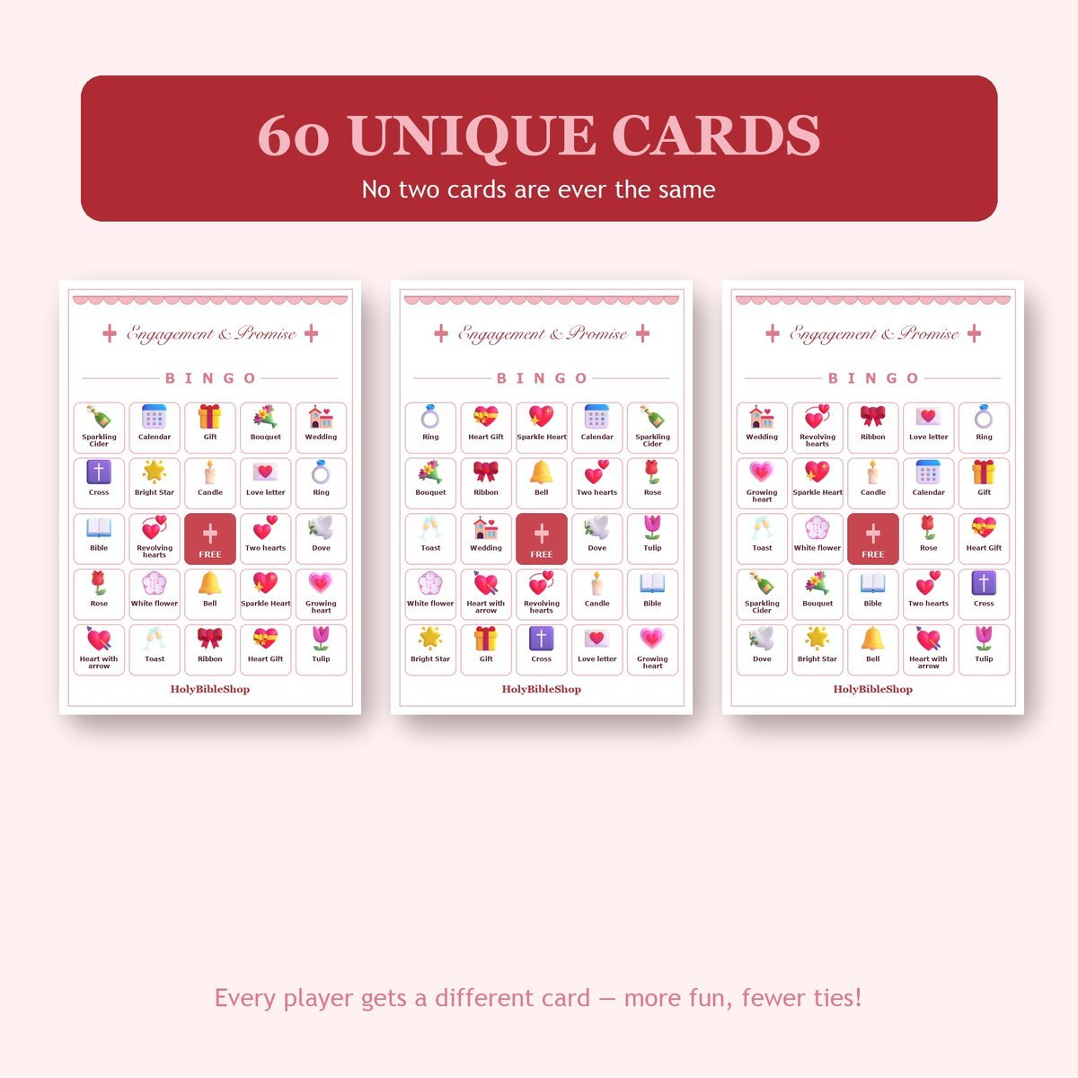 Engagement and Promise Bingo, 60 Printable Bingo Cards, Engagement Bingo, Engagement Party, Christian Engagement Promise Game — image 4