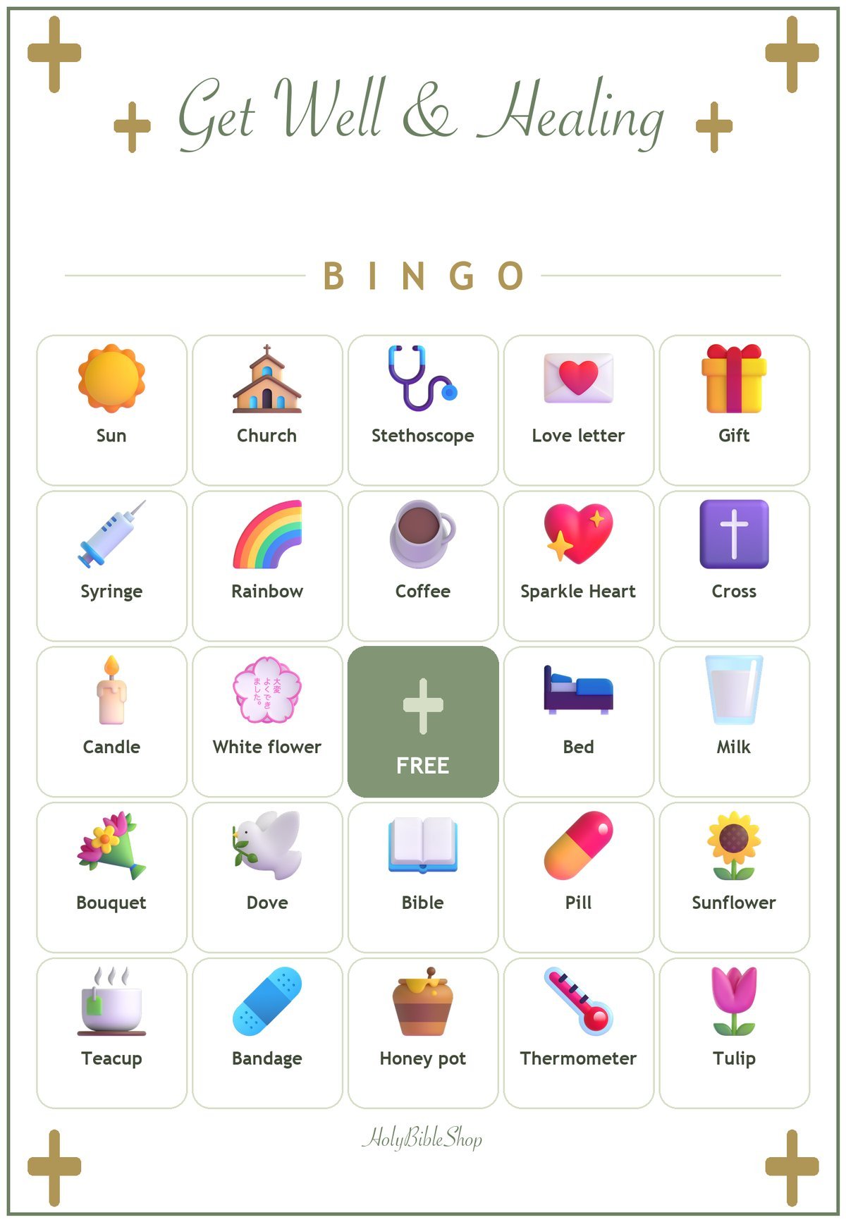 Get Well and Healing Prayers Bingo, 60 Printable Bingo Cards, Christian Get Well Healing Game, Sunday School & Church Activity