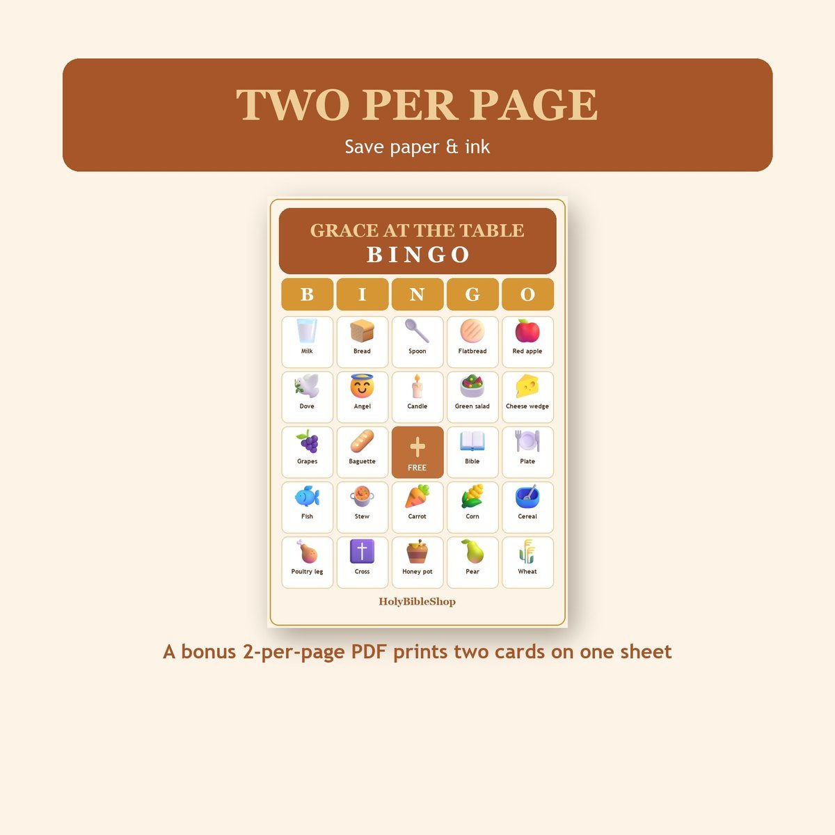 Grace at the Table Bingo, 60 Printable Bingo Cards, Christian Grace at Table Game, Sunday School & Church Activity, Instant Download — image 6