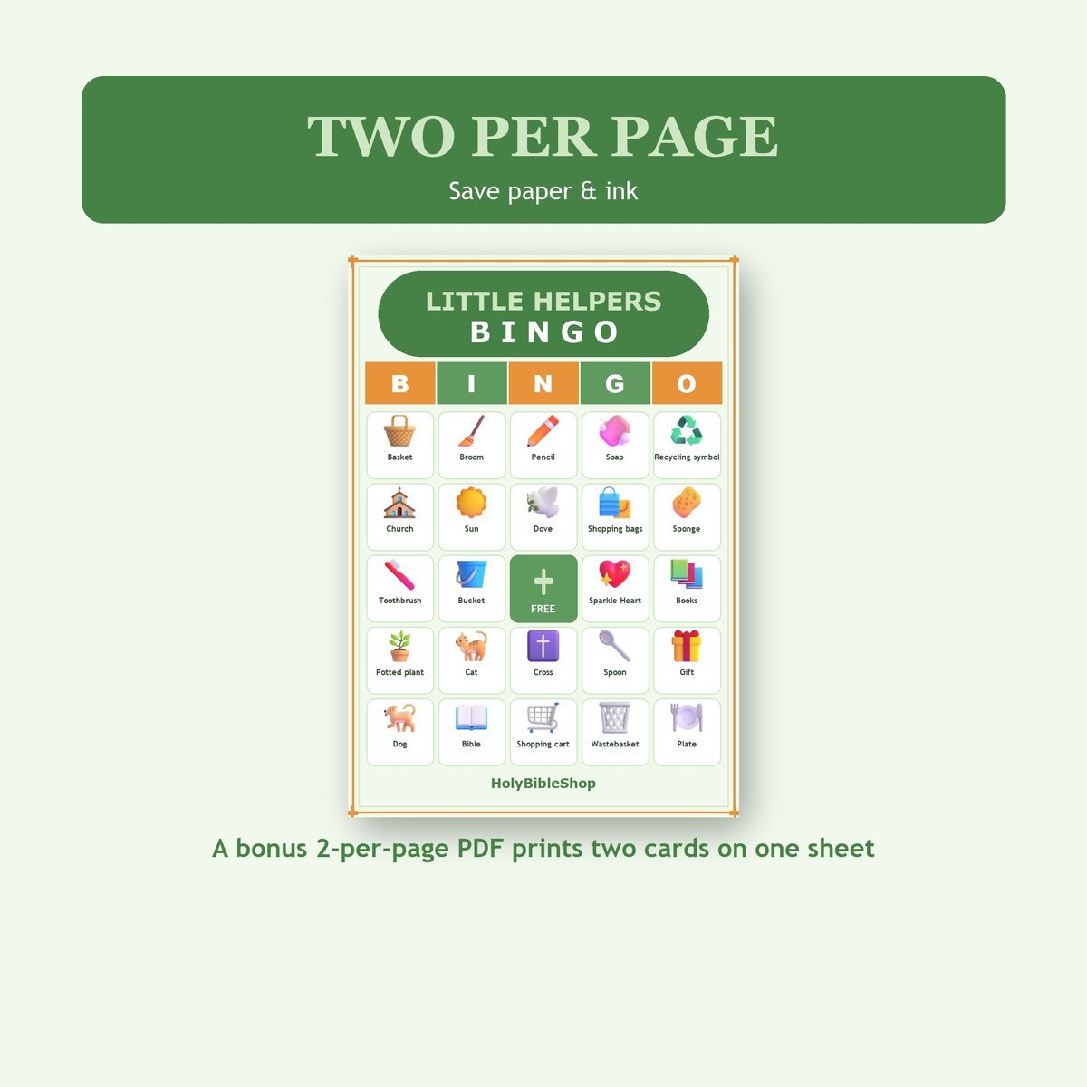 Little Helpers at Home Bingo, 60 Printable Bingo Cards, Christian Helpers at Home Game, Sunday School & Church Activity, Instant Download — image 6