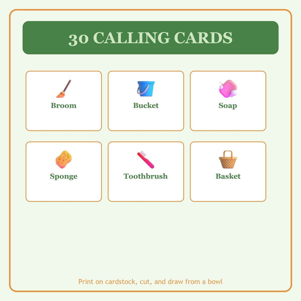 Little Helpers at Home Bingo, 60 Printable Bingo Cards, Christian Helpers at Home Game, Sunday School & Church Activity, Instant Download — image 7