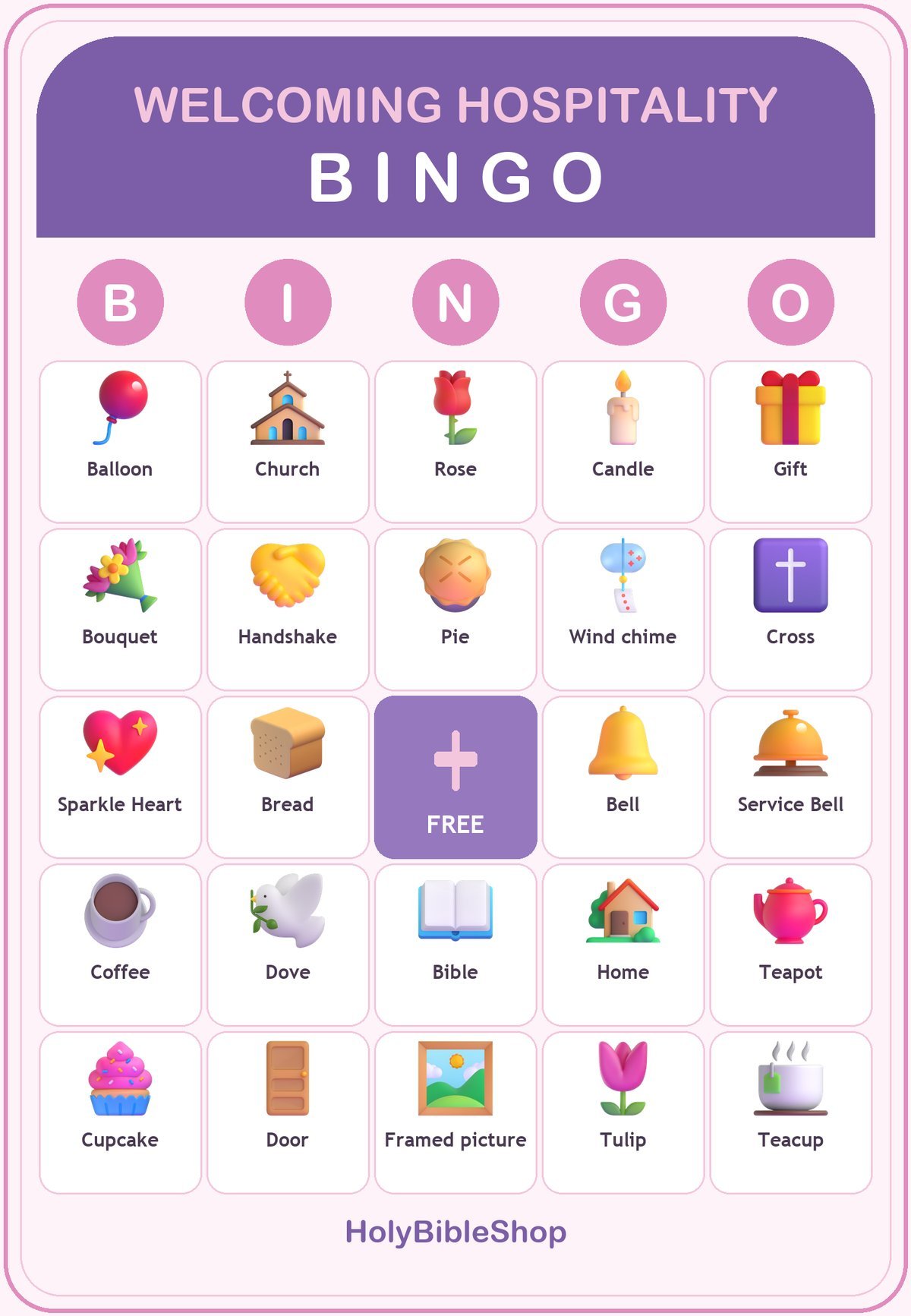 Welcoming Hospitality Bingo, 60 Printable Bingo Cards, Christian Welcoming Hospitality Game, Sunday School & Church Activity