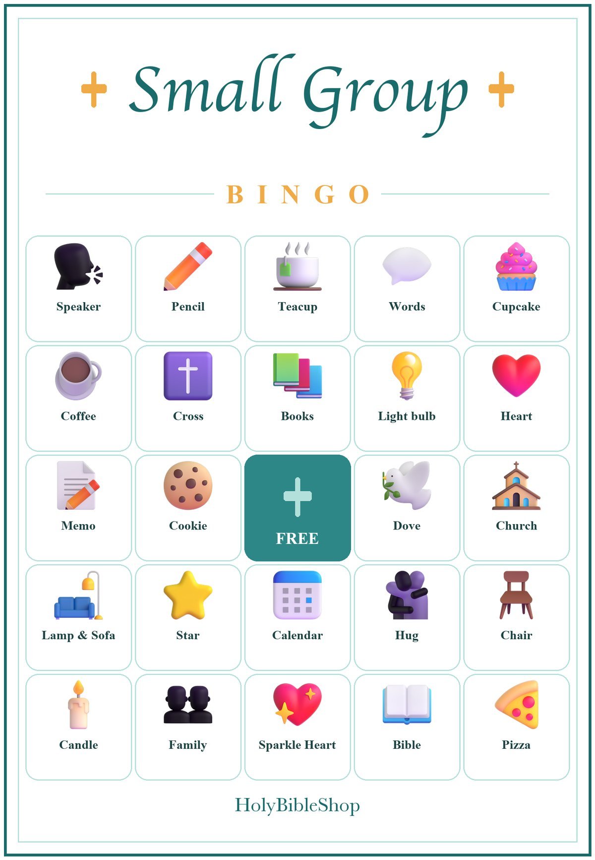 Small Group Bingo, 60 Printable Bingo Cards, Christian Small Group Game, Sunday School & Church Activity, Instant Download