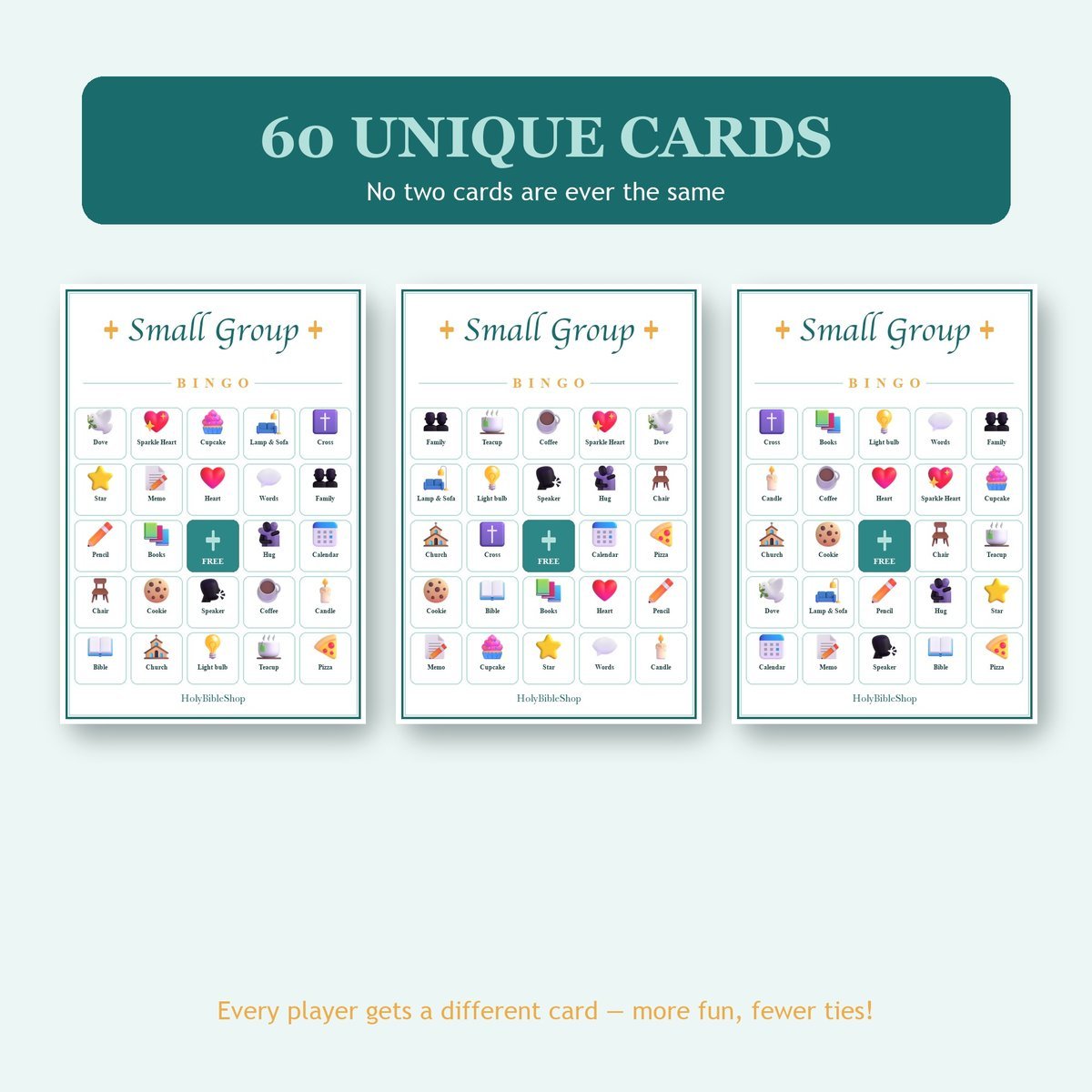 Small Group Bingo, 60 Printable Bingo Cards, Christian Small Group Game, Sunday School & Church Activity, Instant Download — image 4