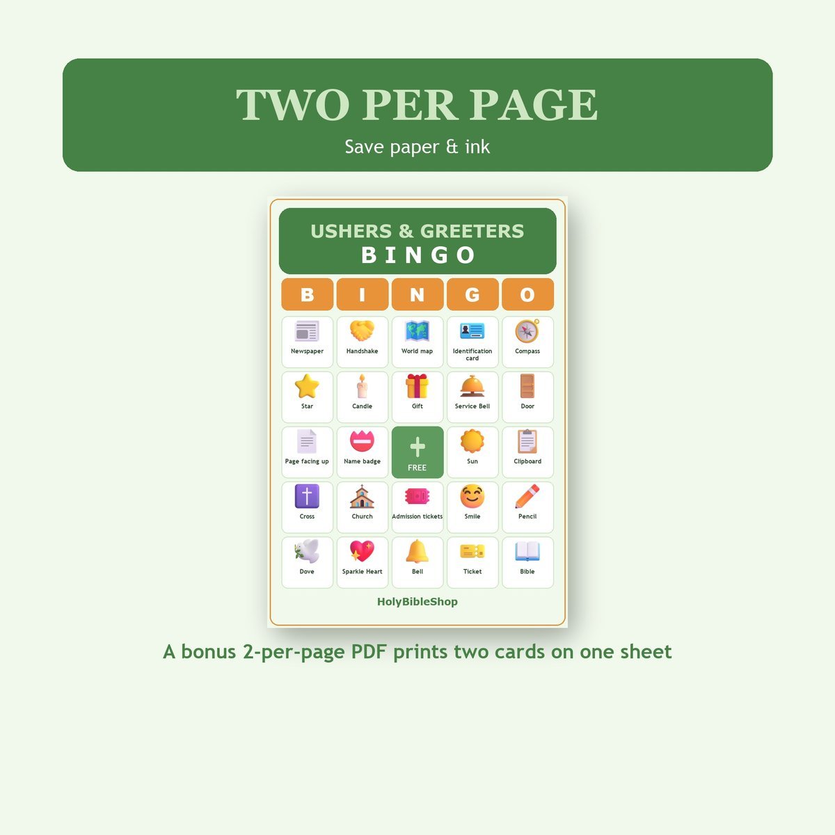 Ushers and Greeters Bingo, 60 Printable Bingo Cards, Christian Ushers Greeters Game, Sunday School & Church Activity, Instant Download — image 6