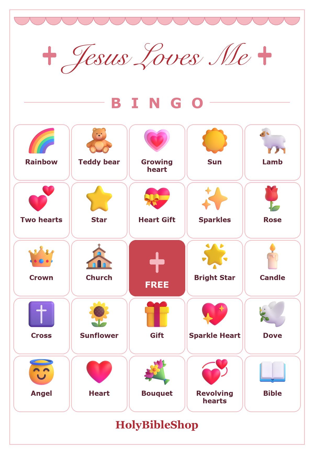 Jesus Loves Me Bingo, 60 Printable Bingo Cards, Christian Jesus Loves Me Game, Sunday School & Church Activity, Instant Download
