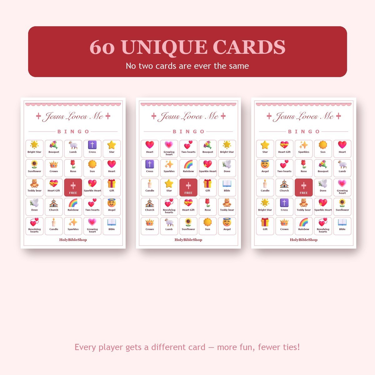 Jesus Loves Me Bingo, 60 Printable Bingo Cards, Christian Jesus Loves Me Game, Sunday School & Church Activity, Instant Download — image 4
