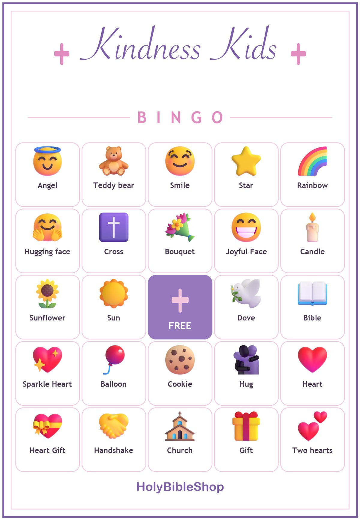 Kindness Kids Bingo, 60 Printable Bingo Cards, Christian Kindness Kids Game, Sunday School & Church Activity, Instant Download