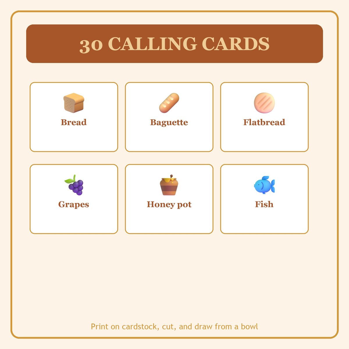 Bible Food and Feasts Bingo, 60 Printable Bingo Cards, Christian Bible Food Feasts Game, Sunday School & Church Activity, Instant Download — image 7