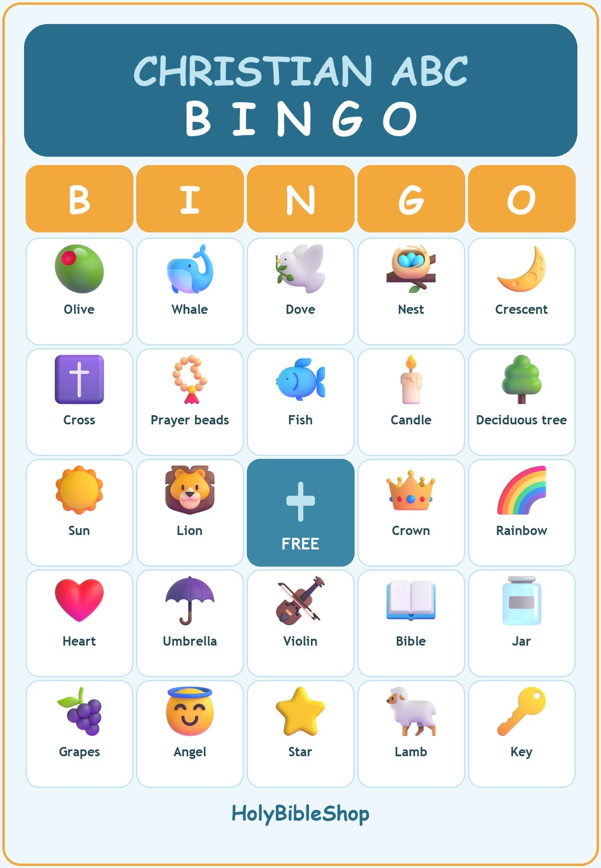 Christian ABC Bingo, 60 Printable Bingo Cards, Christian ABC Game, Sunday School & Church Activity, Instant Download