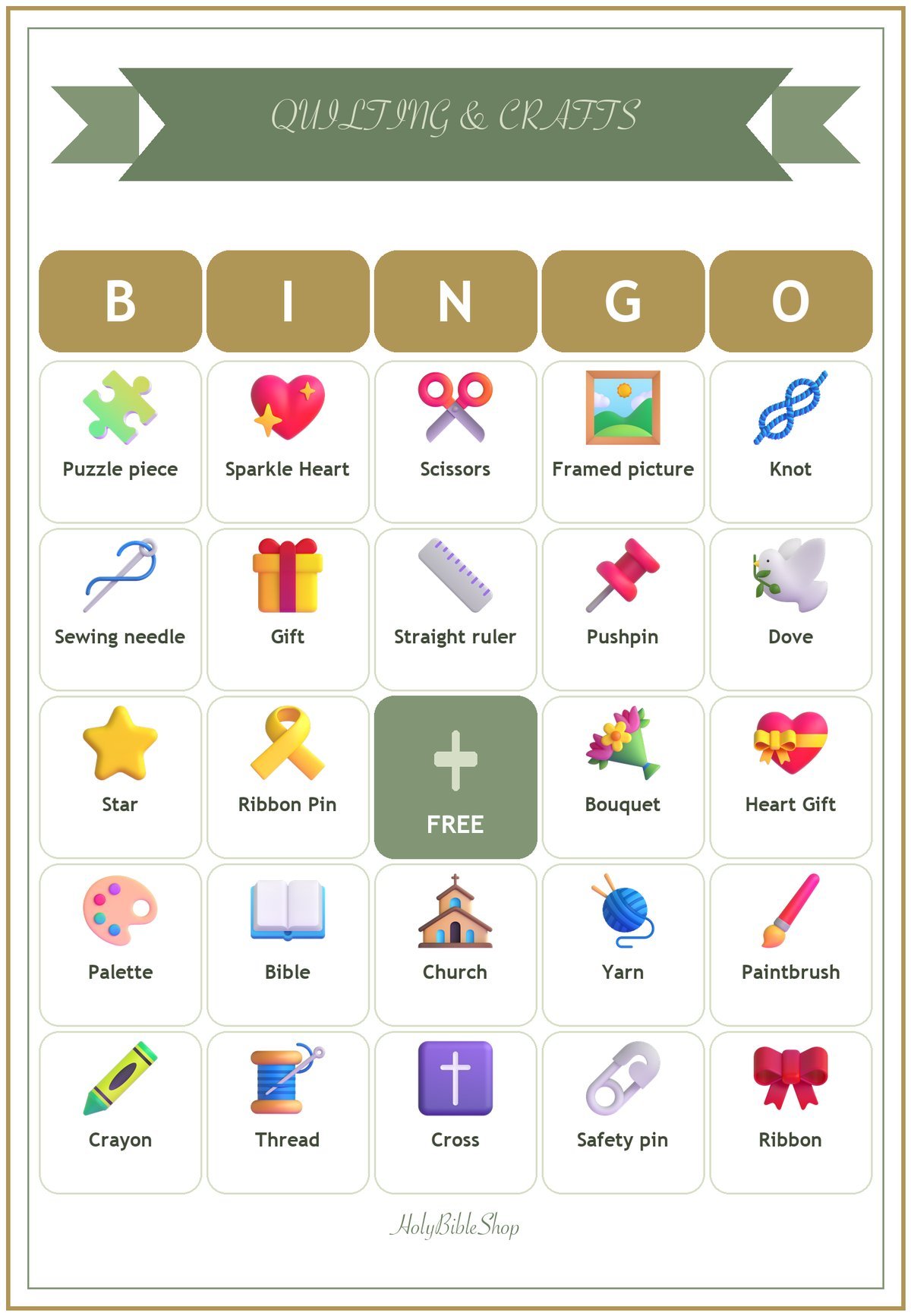 Quilting and Crafts for the Kingdom Bingo, 60 Printable Bingo Cards, Christian Quilting Crafts Kingdom Game, Sunday School & Church Activity