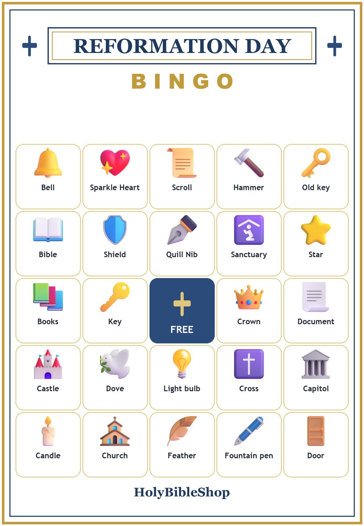 Reformation Day Bingo, 60 Printable Bingo Cards, Reformation Day, Reformation Bingo, Christian Reformation Day Game, Instant Download