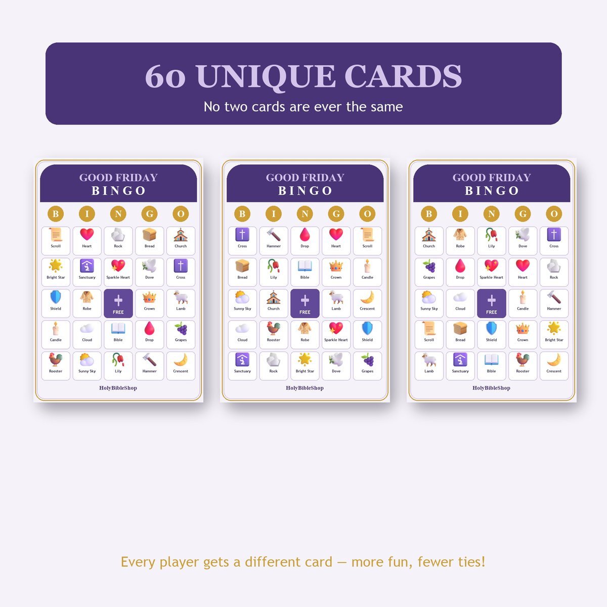 Good Friday Bingo, 60 Printable Bingo Cards, Good Friday, Easter Bingo, Christian Good Friday Game, Sunday School & Church Activity — image 4