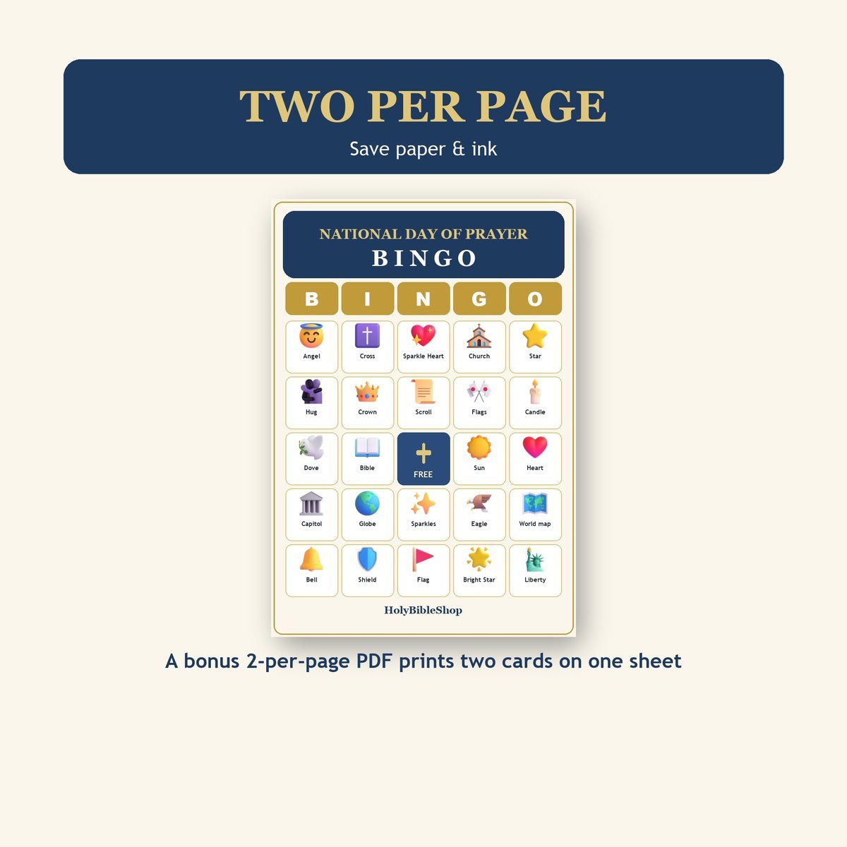 National Day of Prayer Bingo, 60 Printable Bingo Cards, Christian National Day Prayer Game, Sunday School & Church Activity — image 6