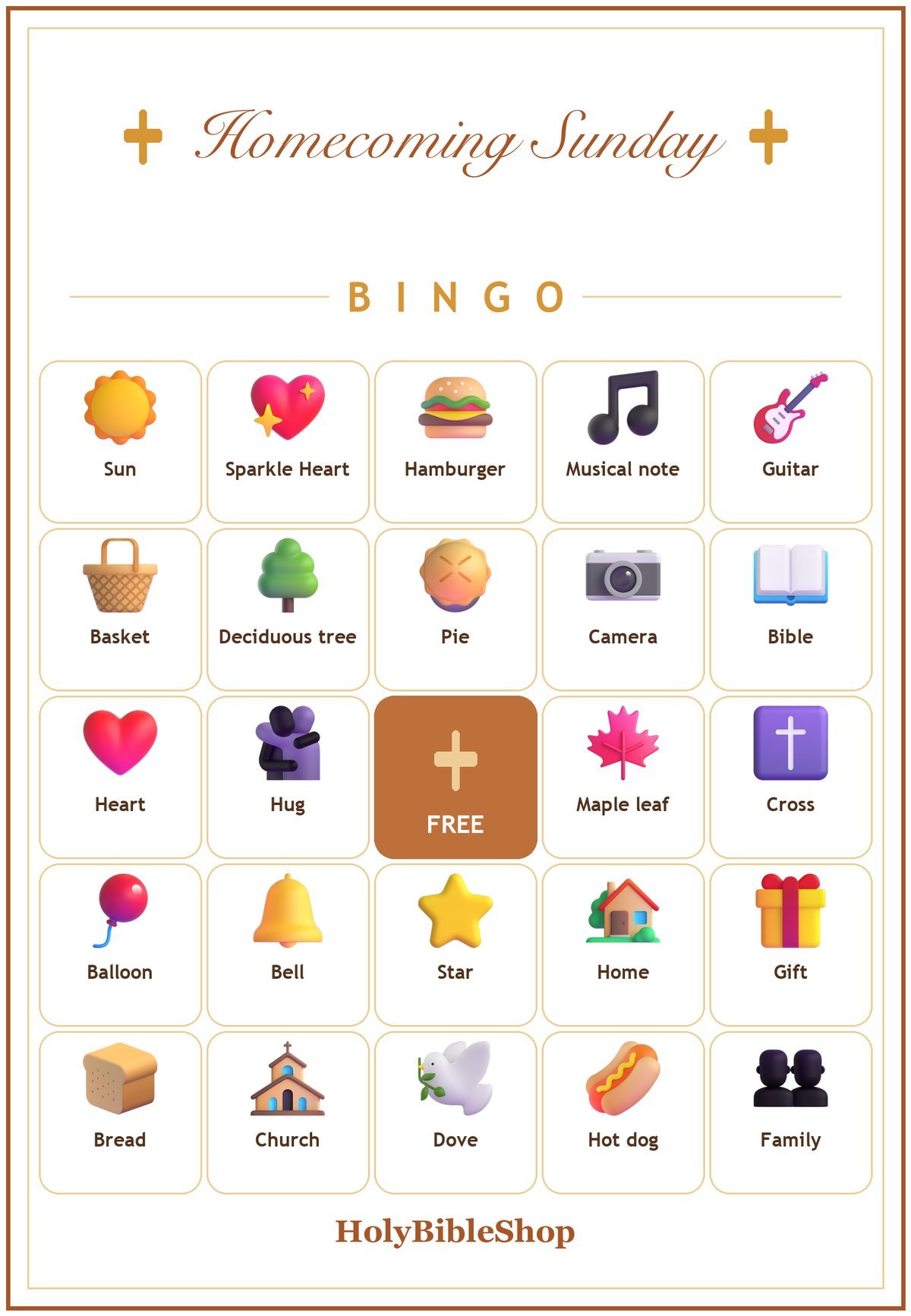 Homecoming Sunday Bingo, 60 Printable Bingo Cards, Christian Homecoming Sunday Game, Sunday School & Church Activity, Instant Download