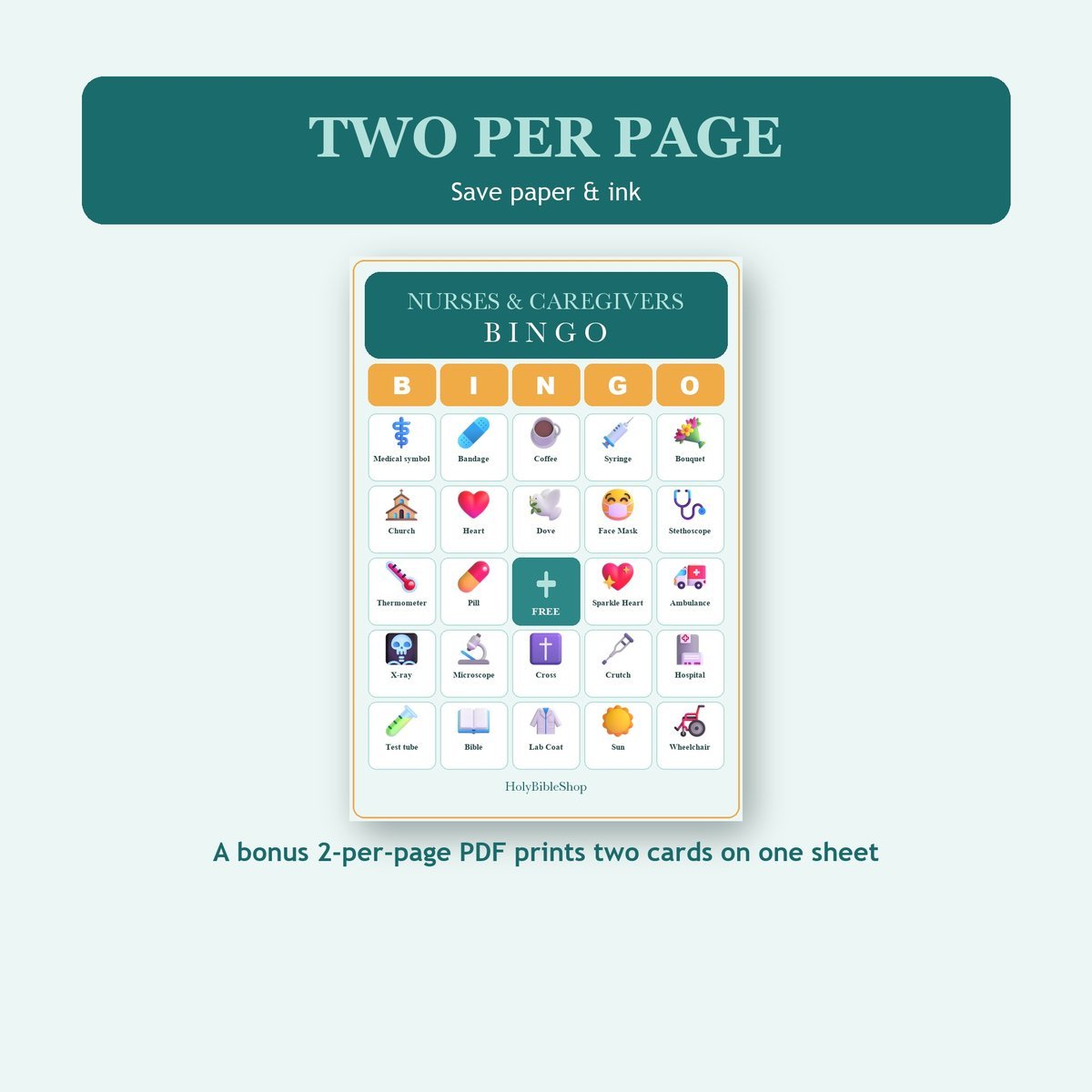 Christian Nurses and Caregivers Bingo, 60 Printable Bingo Cards, Christian Nurses Caregivers Game, Sunday School & Church Activity — image 6