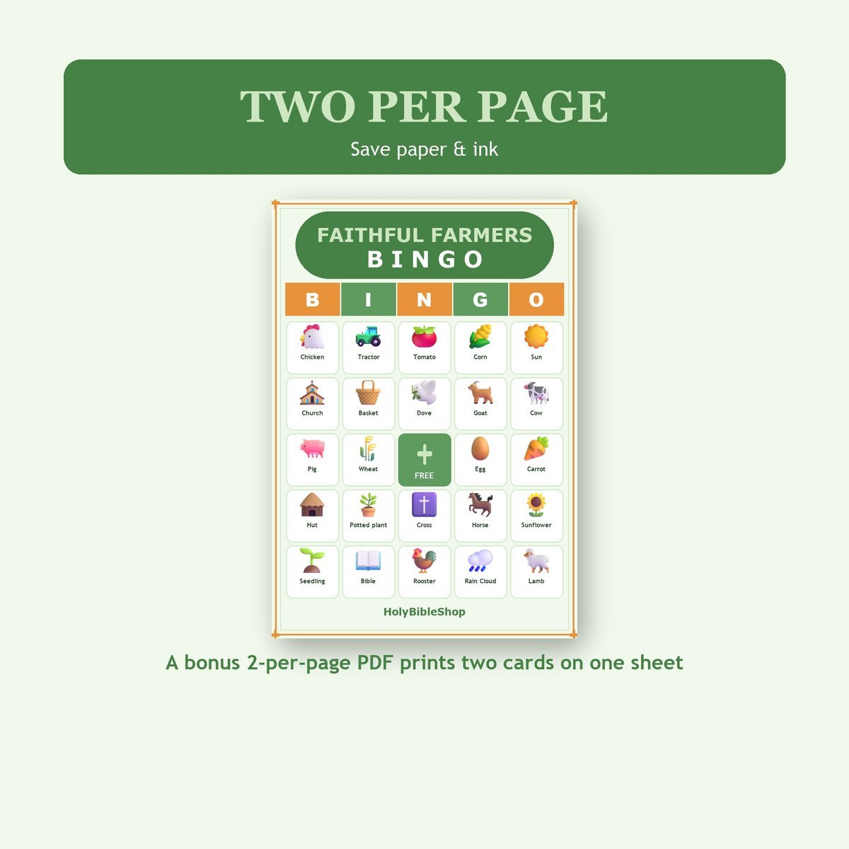 Faithful Farmers Bingo, 60 Printable Bingo Cards, Christian Farmers Game, Sunday School & Church Activity, Instant Download — image 6