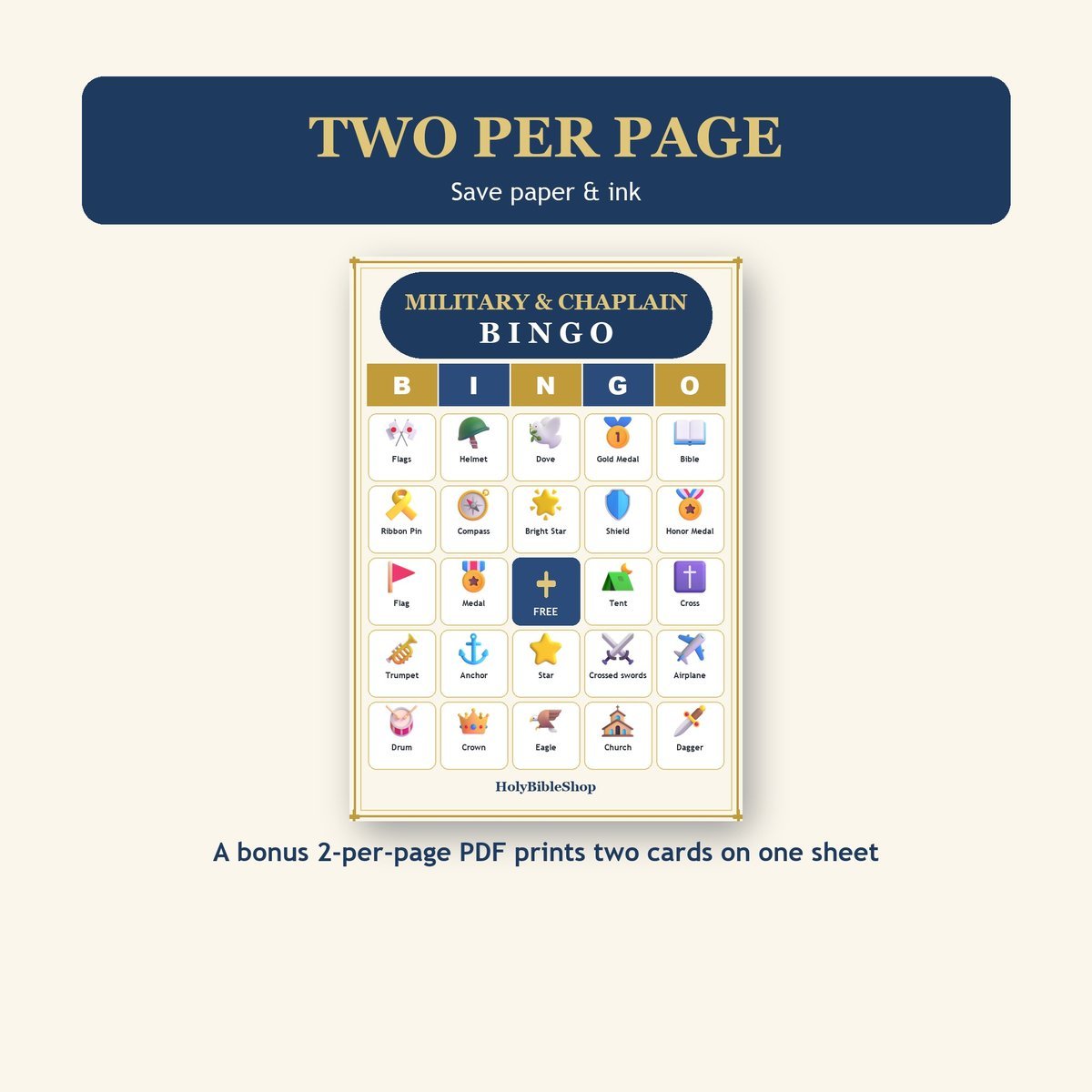 Military and Chaplain Bingo, 60 Printable Bingo Cards, Christian Military Chaplain Game, Sunday School & Church Activity, Instant Download — image 6