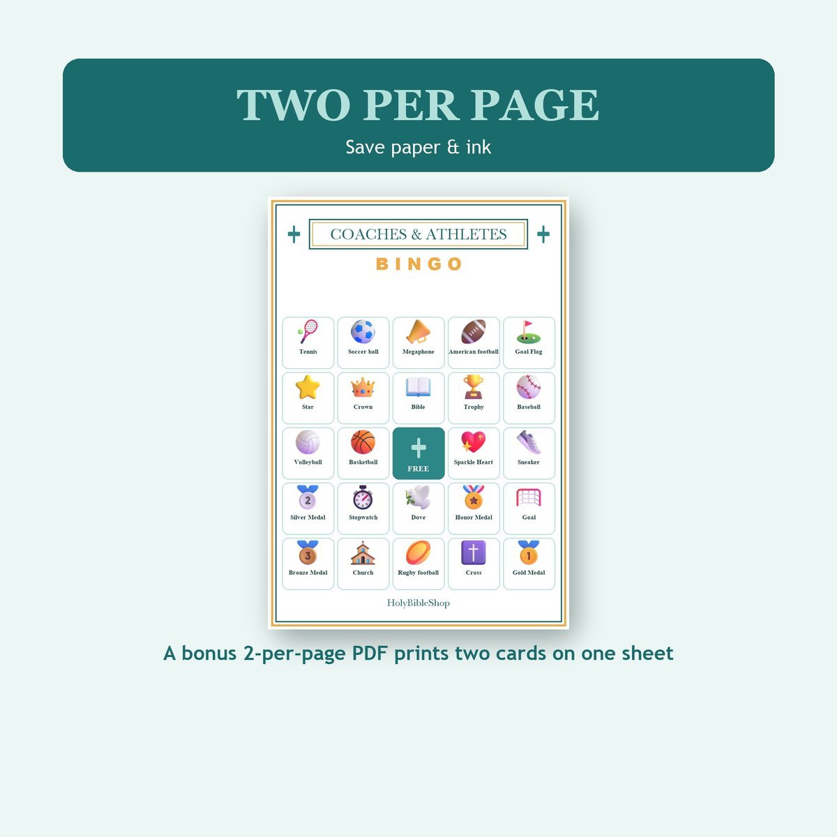 Christian Coaches and Athletes Bingo, 60 Printable Bingo Cards, Christian Coaches Athletes Game, Sunday School & Church Activity — image 6