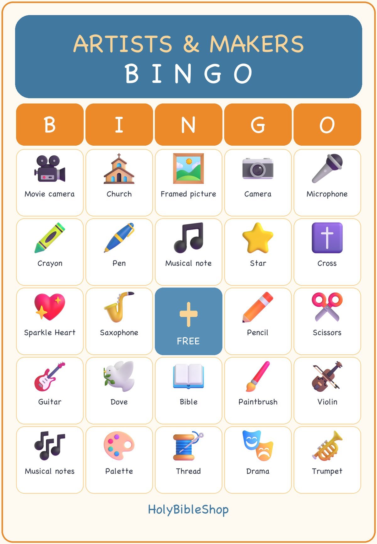 Christian Artists and Makers Bingo, 60 Printable Bingo Cards, Christian Artists Makers Game, Sunday School & Church Activity