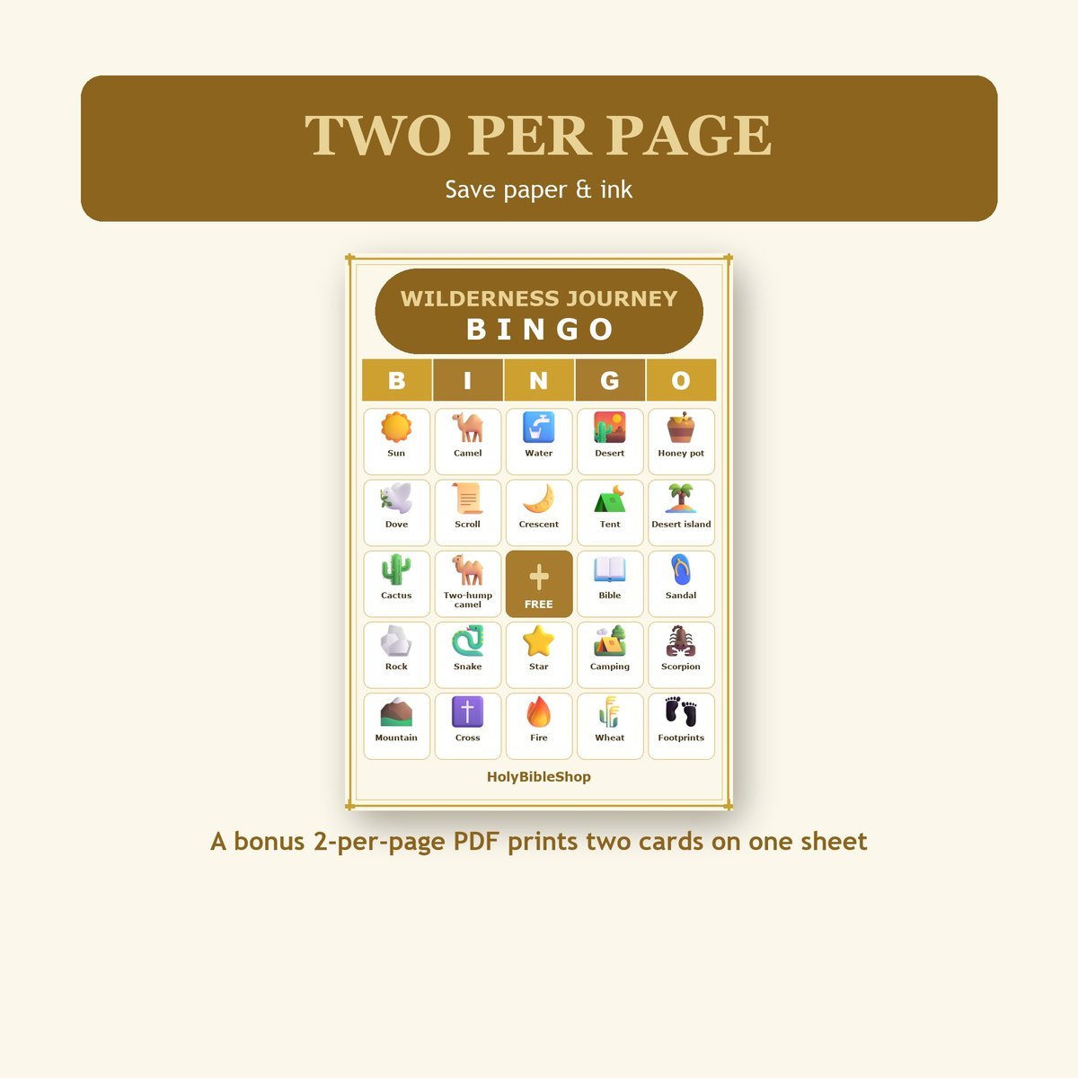 Desert and Wilderness Journey Bingo, 60 Printable Bingo Cards, Christian Desert Wilderness Game, Sunday School & Church Activity — image 6