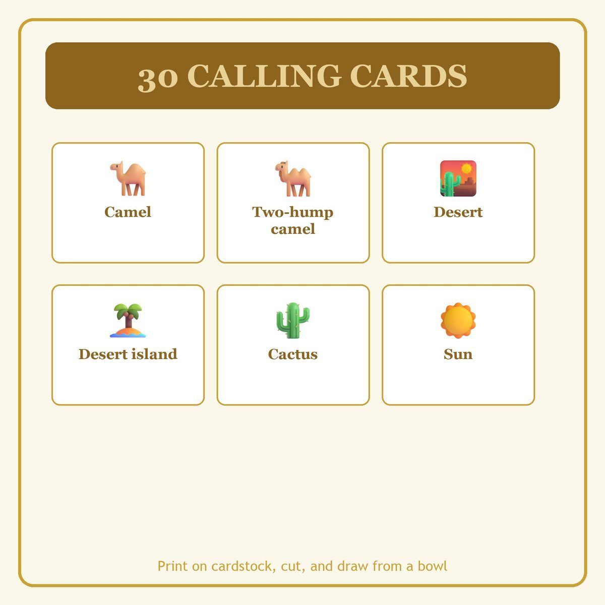 Desert and Wilderness Journey Bingo, 60 Printable Bingo Cards, Christian Desert Wilderness Game, Sunday School & Church Activity — image 7