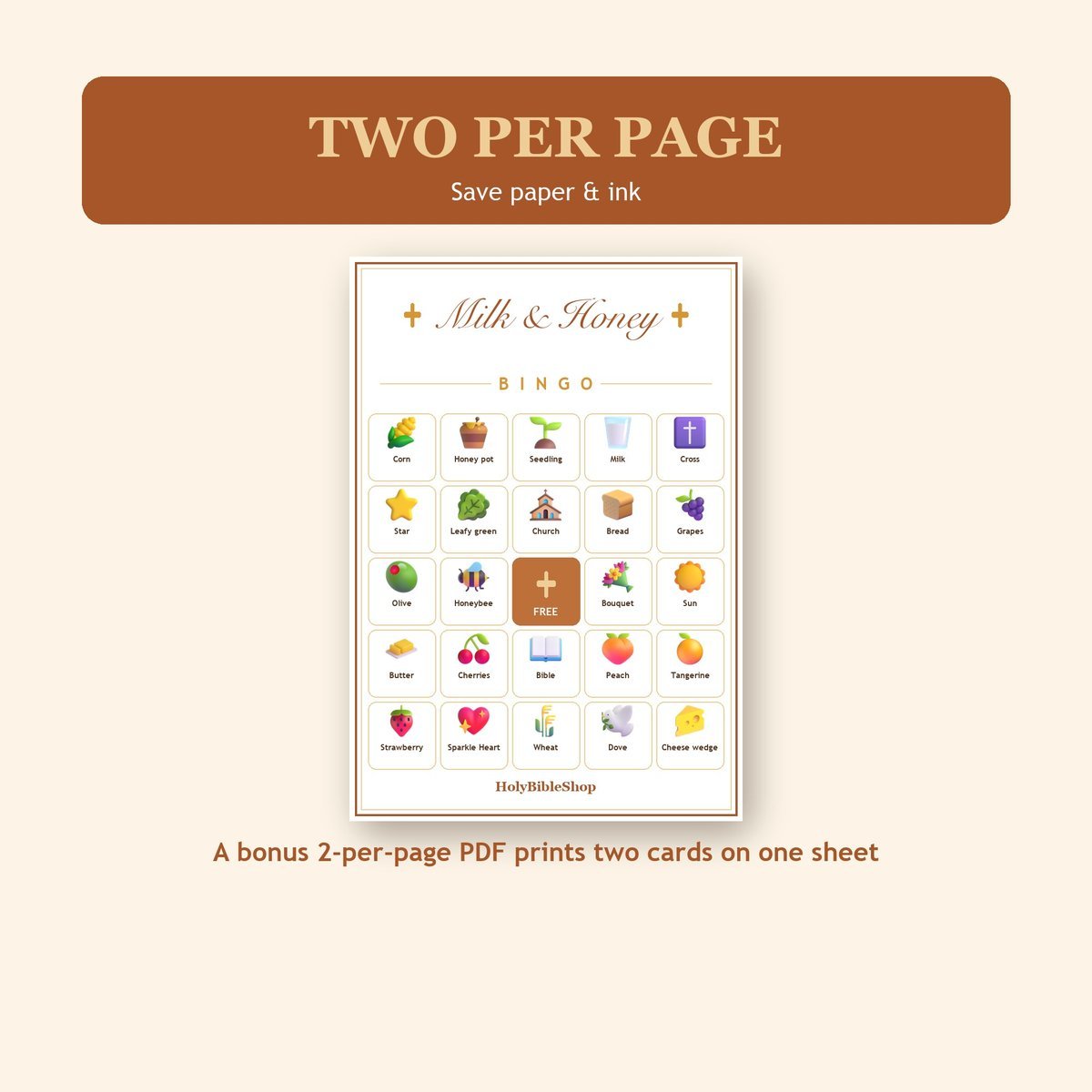 Land of Milk and Honey Bingo, 60 Printable Bingo Cards, Christian Land Milk Honey Game, Sunday School & Church Activity, Instant Download — image 6