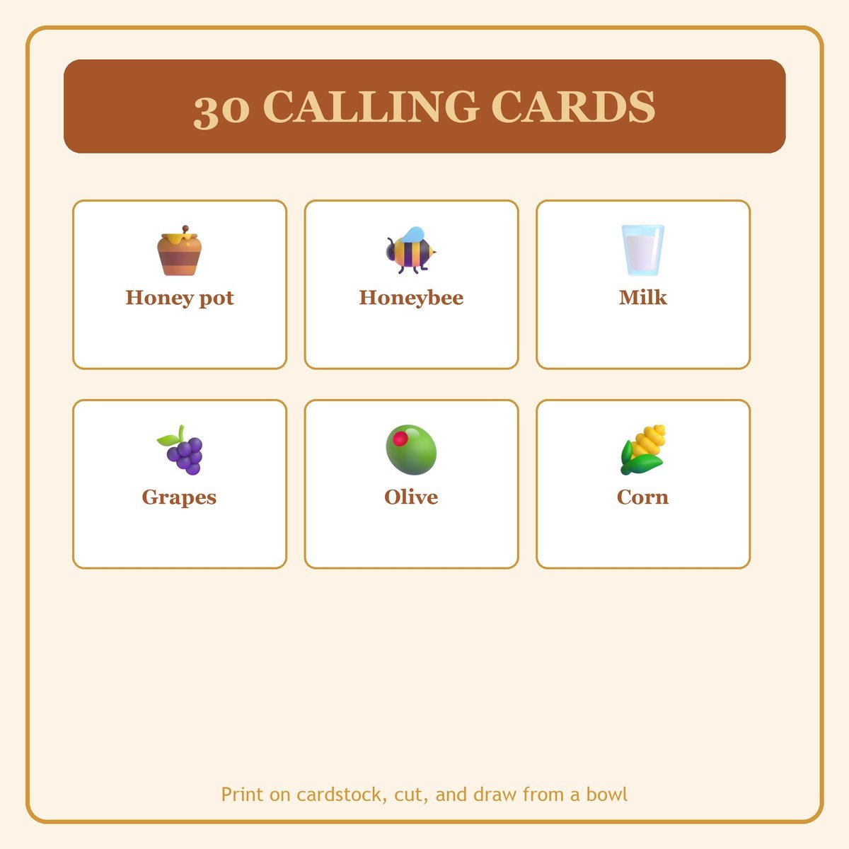 Land of Milk and Honey Bingo, 60 Printable Bingo Cards, Christian Land Milk Honey Game, Sunday School & Church Activity, Instant Download — image 7