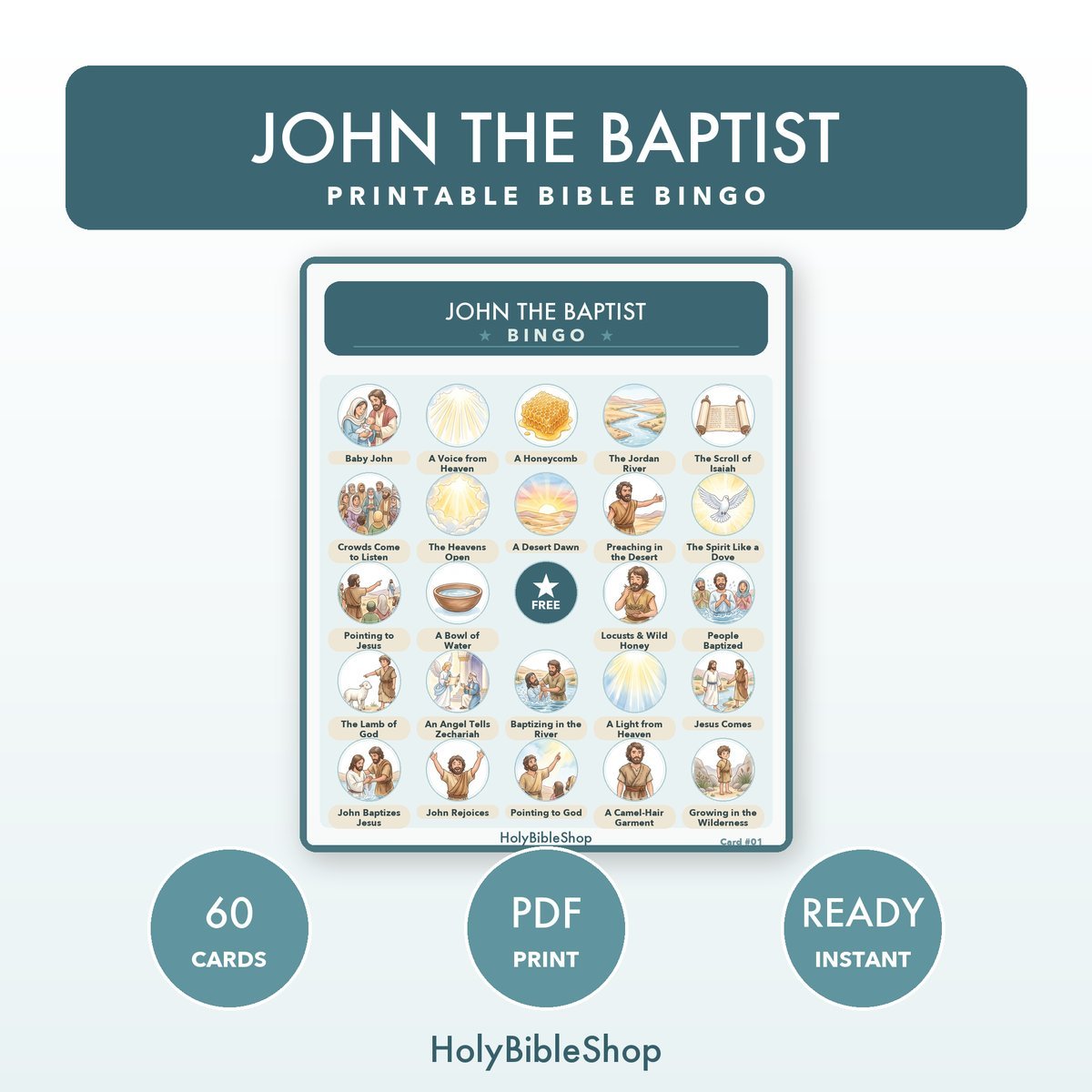 Christmas Nativity Bible Bingo Bundle | 8 Printable Games, 60 Cards Each | Advent Sunday School Christian Kids Activity PDF — image 3