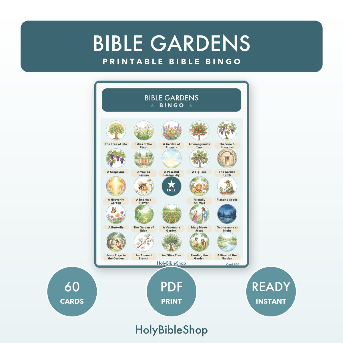 God's Creation & Nature Bible Bingo Bundle | 8 Printable Games, 60 Cards Each | Sunday School Christian Kids Activity PDF — image 3