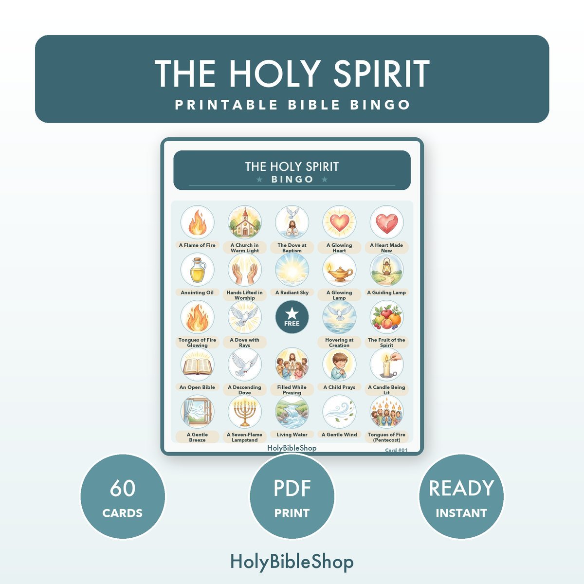 Holy Spirit & Eternity Bible Bingo Bundle | 8 Printable Games, 60 Cards Each | Sunday School VBS Christian Kids Activity PDF — image 2