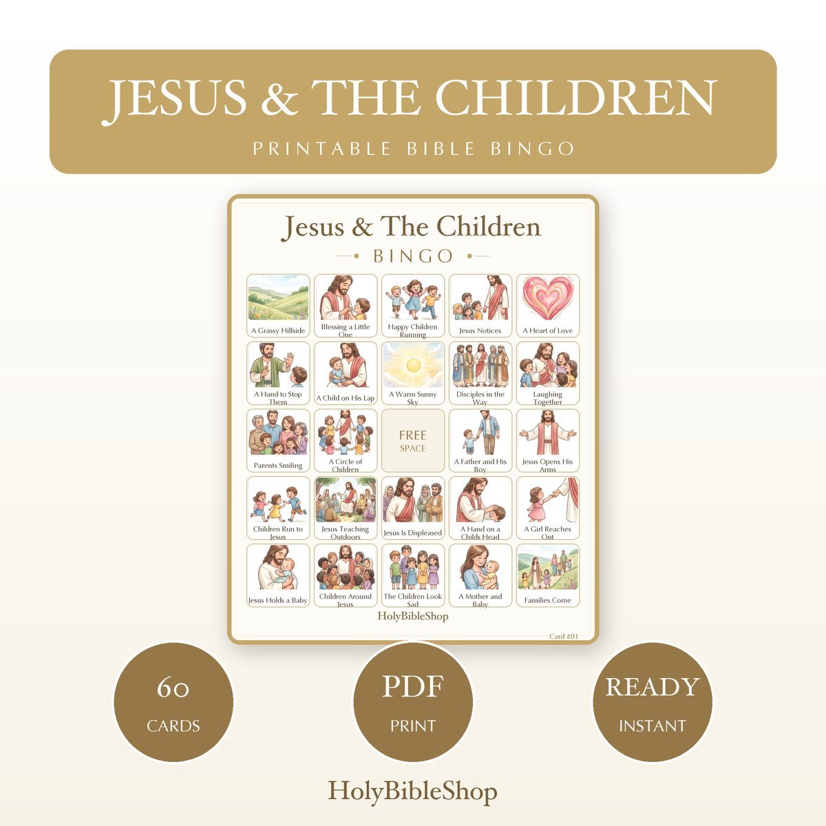 Jesus Teachings Bible Bingo Bundle | 10 Printable Games, 60 Cards Each | Sunday School VBS Christian Kids Activity PDF — image 3