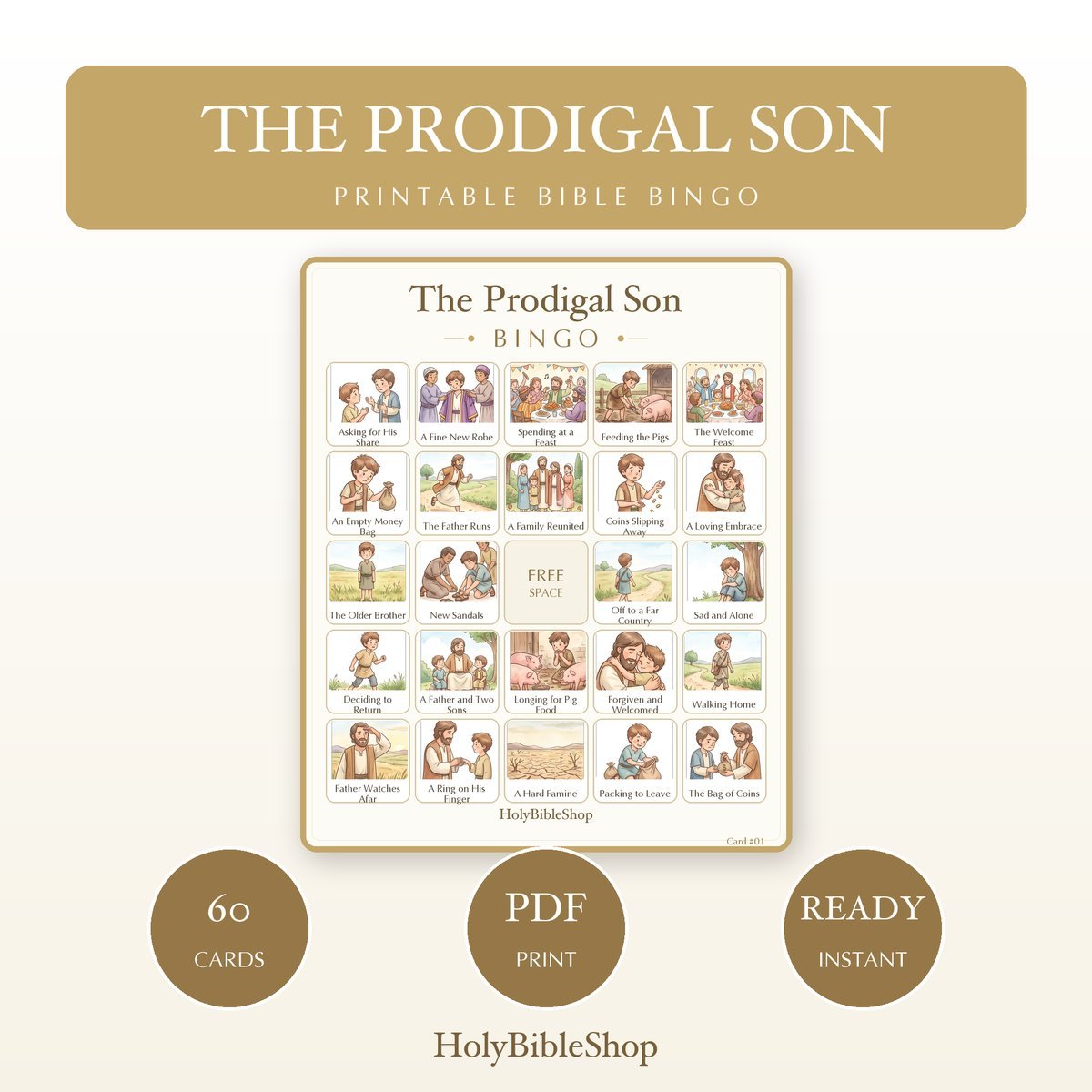 Parables of Jesus Bible Bingo Bundle | 17 Printable Games, 60 Cards Each | Sunday School VBS Youth Group Church Christian Activity PDF — image 3