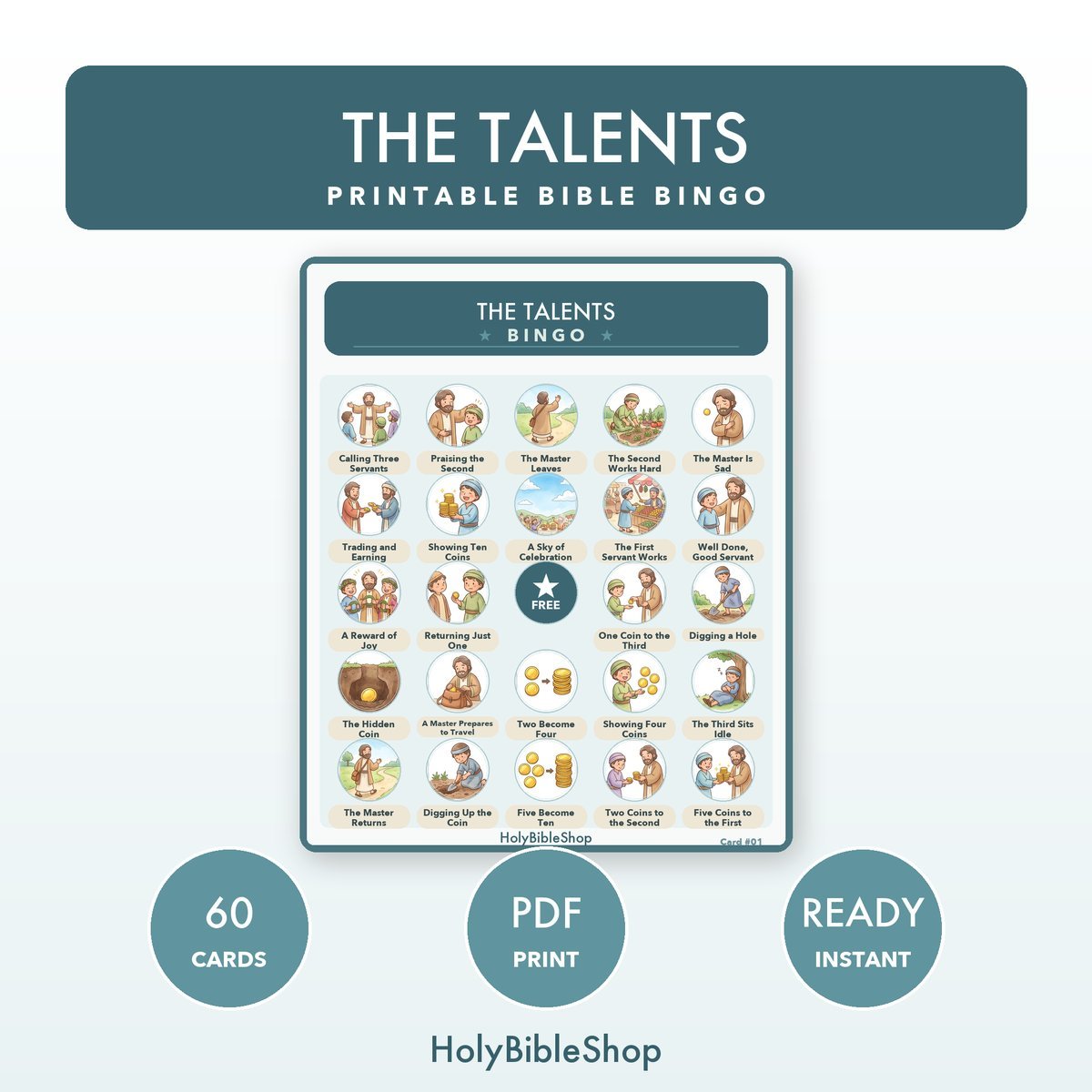 Parables of Jesus Bible Bingo Bundle | 17 Printable Games, 60 Cards Each | Sunday School VBS Youth Group Church Christian Activity PDF — image 5