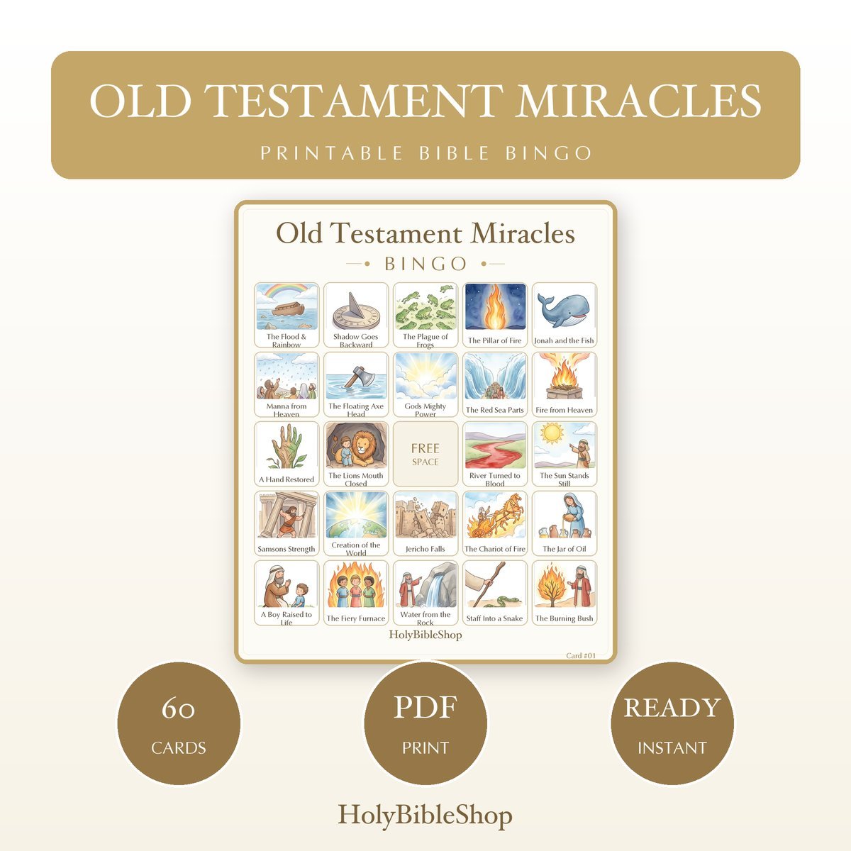 Prophets of the Bible Bingo Bundle | 10 Printable Games, 60 Cards Each | Elijah Jonah Sunday School Christian Kids Activity PDF — image 4