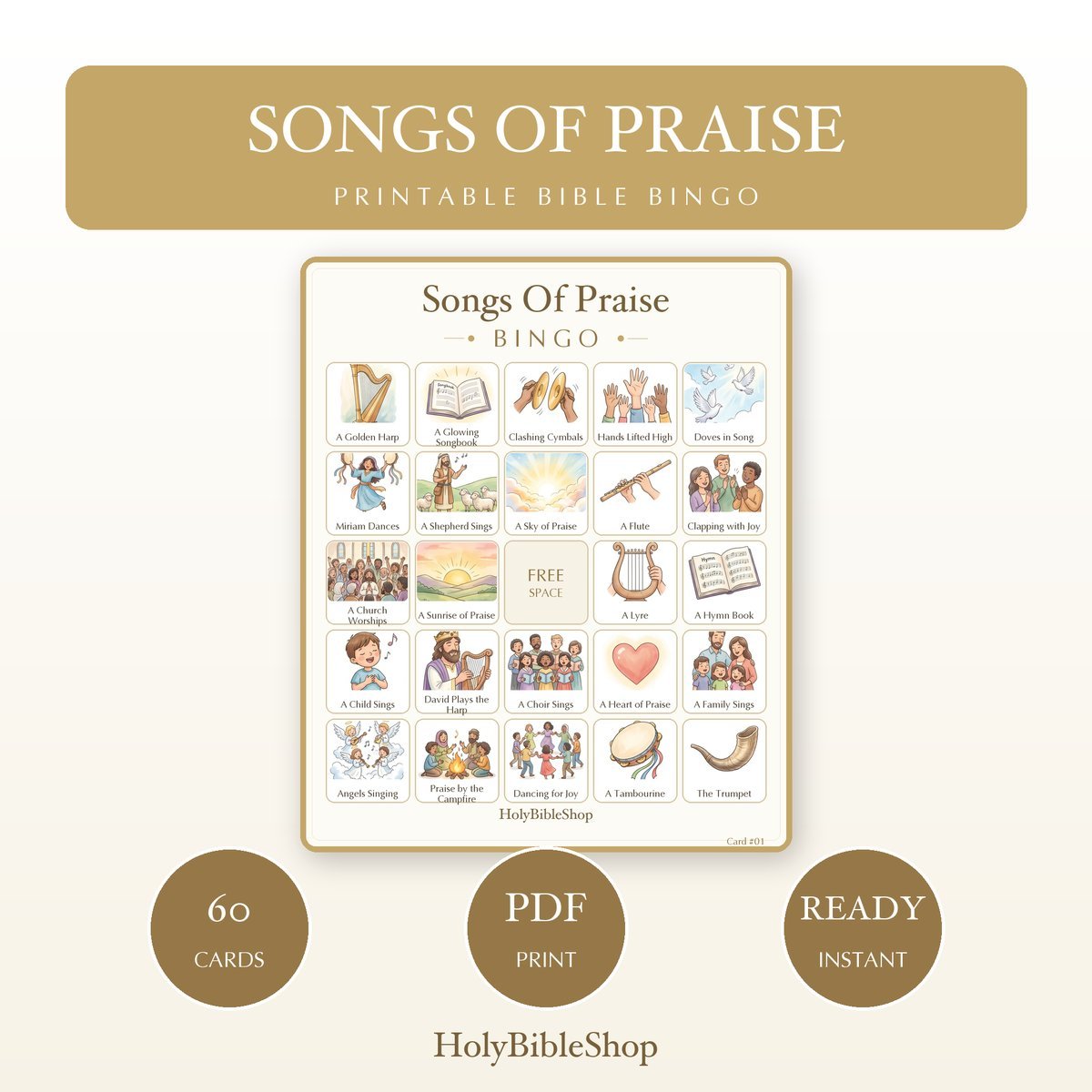 Psalms Prayers & Praise Bible Bingo Bundle | 8 Printable Games, 60 Cards Each | Sunday School Christian Kids Activity PDF — image 3