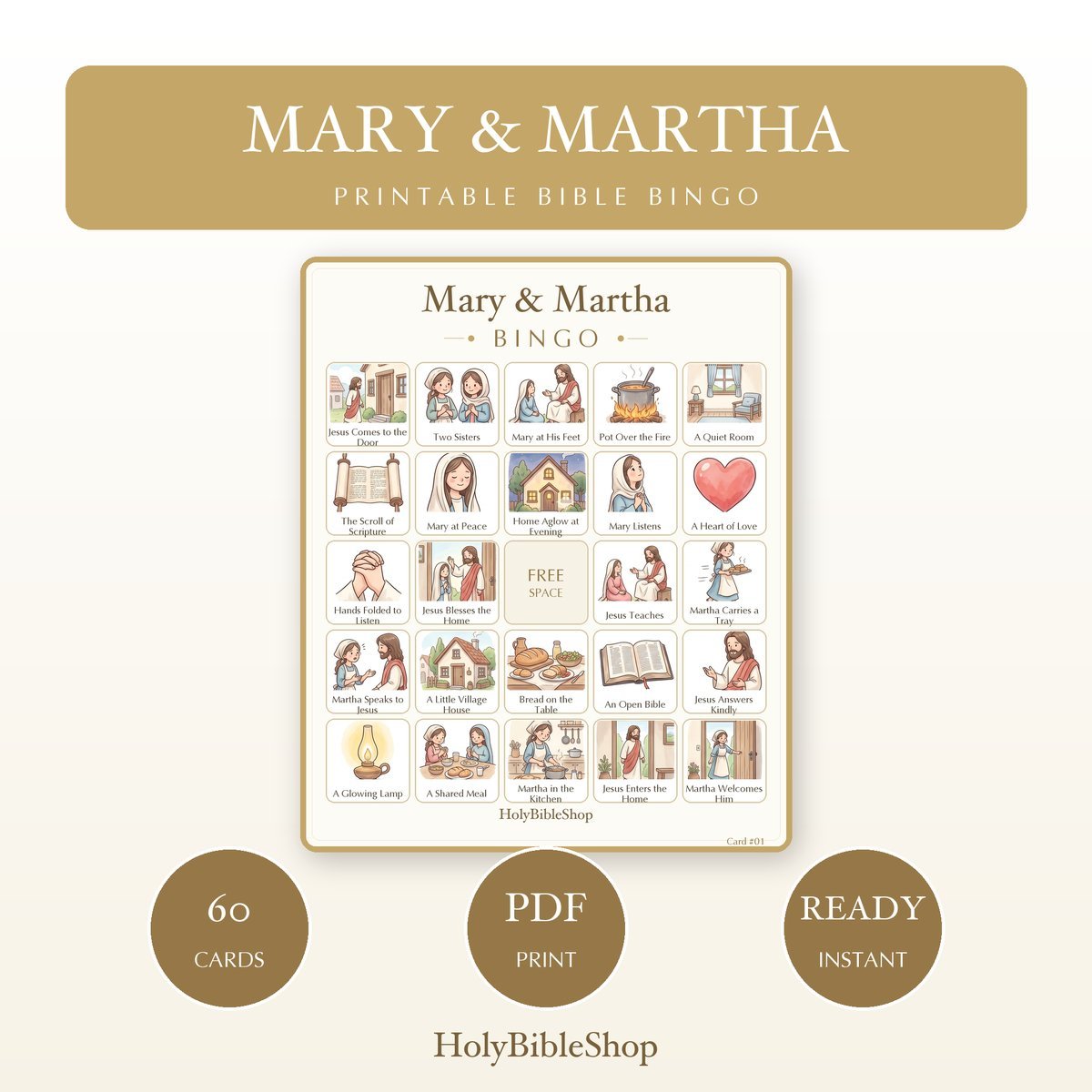 Women of the Bible Bingo Bundle | 11 Printable Games, 60 Cards Each | Ruth Esther Sunday School Christian Kids Activity PDF — image 3