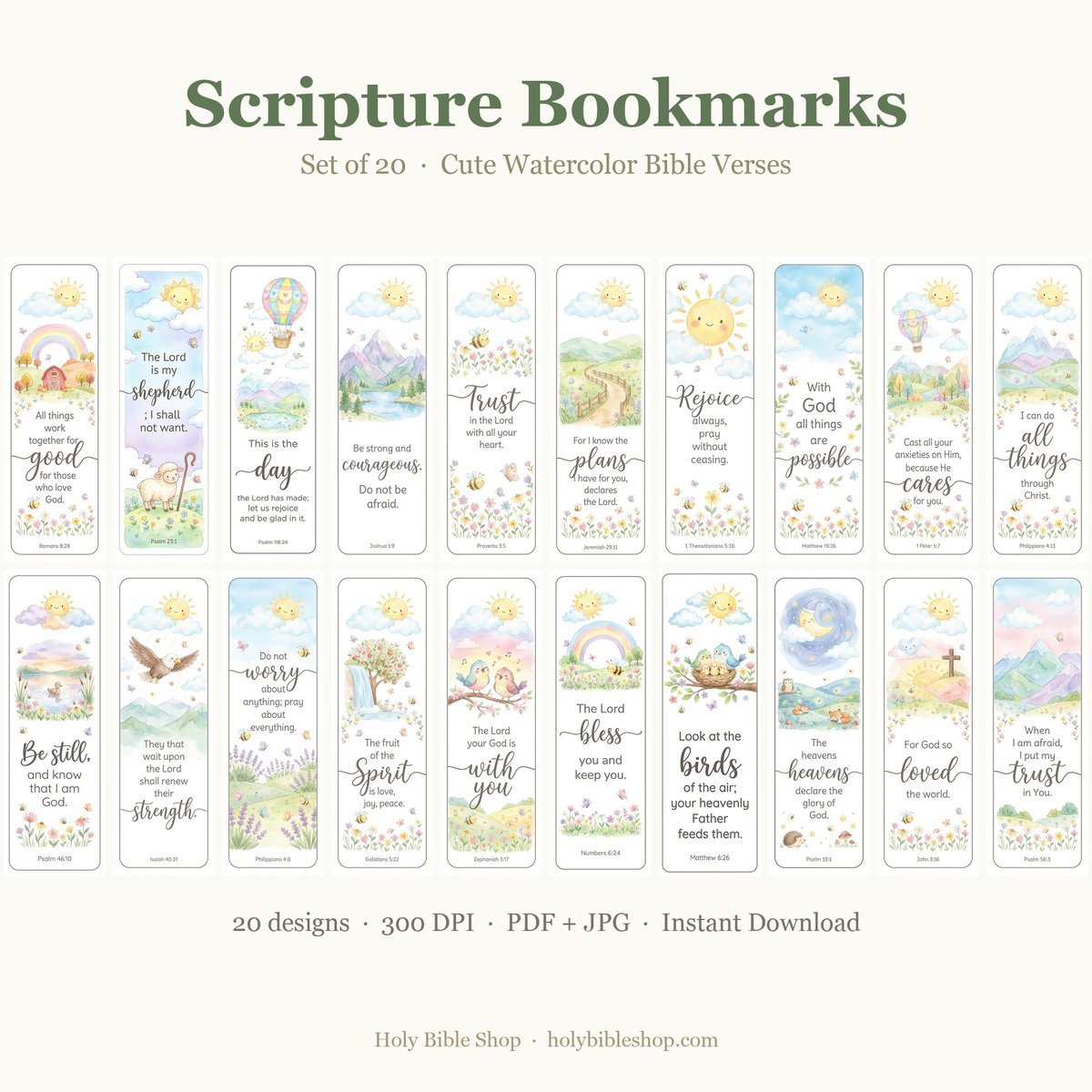 Printable Bible Verse Bookmarks PNG | Christian Scripture Bookmark Set | Faith Bible Study Tools | Encouraging Bible Quotes | Download