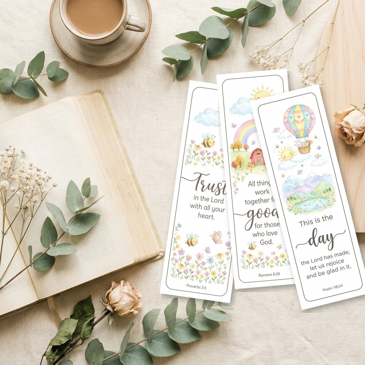 Printable Bible Verse Bookmarks PNG | Christian Scripture Bookmark Set | Faith Bible Study Tools | Encouraging Bible Quotes | Download — image 3
