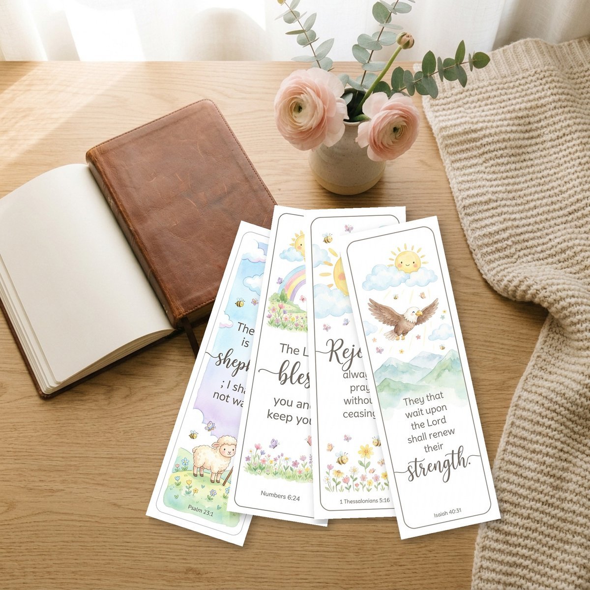 Printable Bible Verse Bookmarks PNG | Christian Scripture Bookmark Set | Faith Bible Study Tools | Encouraging Bible Quotes | Download — image 4