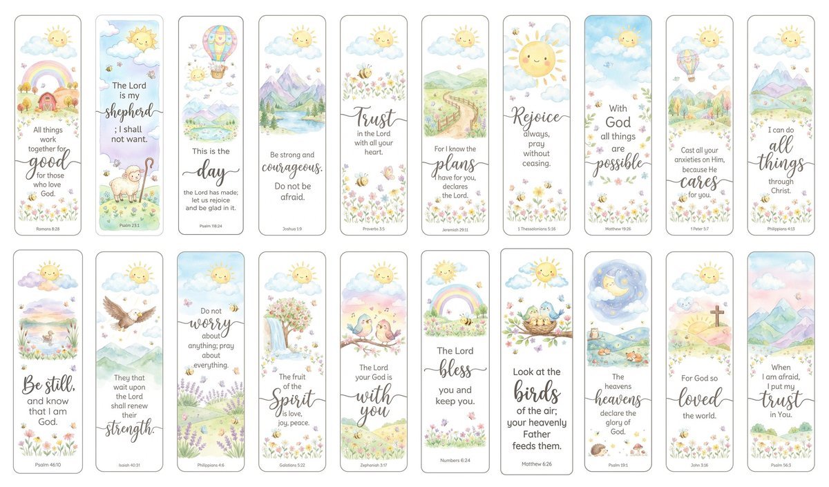 Printable Bible Verse Bookmarks PNG | Christian Scripture Bookmark Set | Faith Bible Study Tools | Encouraging Bible Quotes | Download — image 6