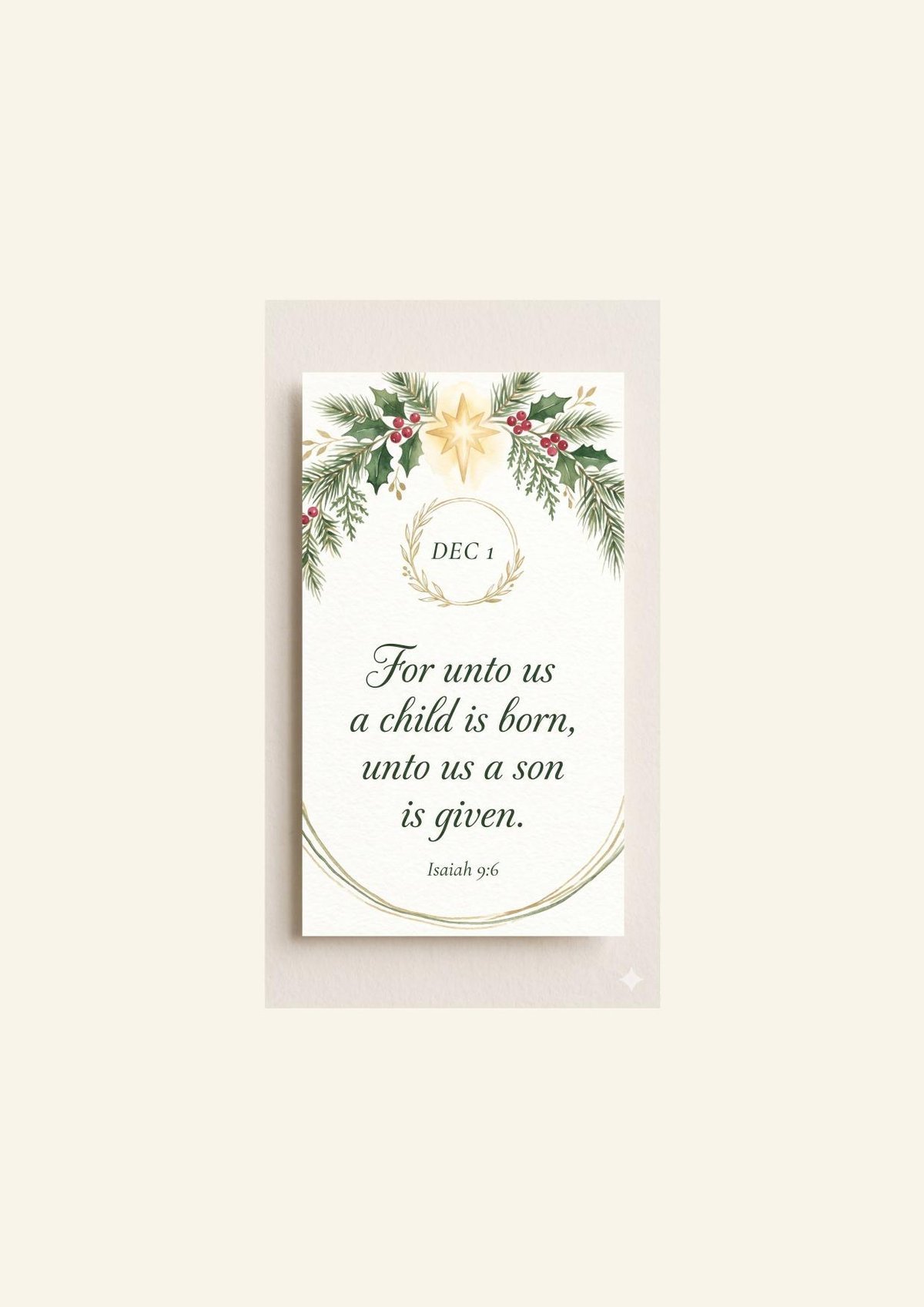 Advent Scripture Cards, KJV Christmas Countdown, Watercolor Bible Verses (Instant Download) — image 3