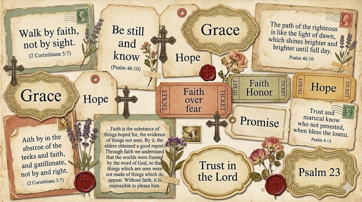 Vintage Christian Ephemera Kit | KJV Scripture Cards, Tags, Pockets (Digital Download)
