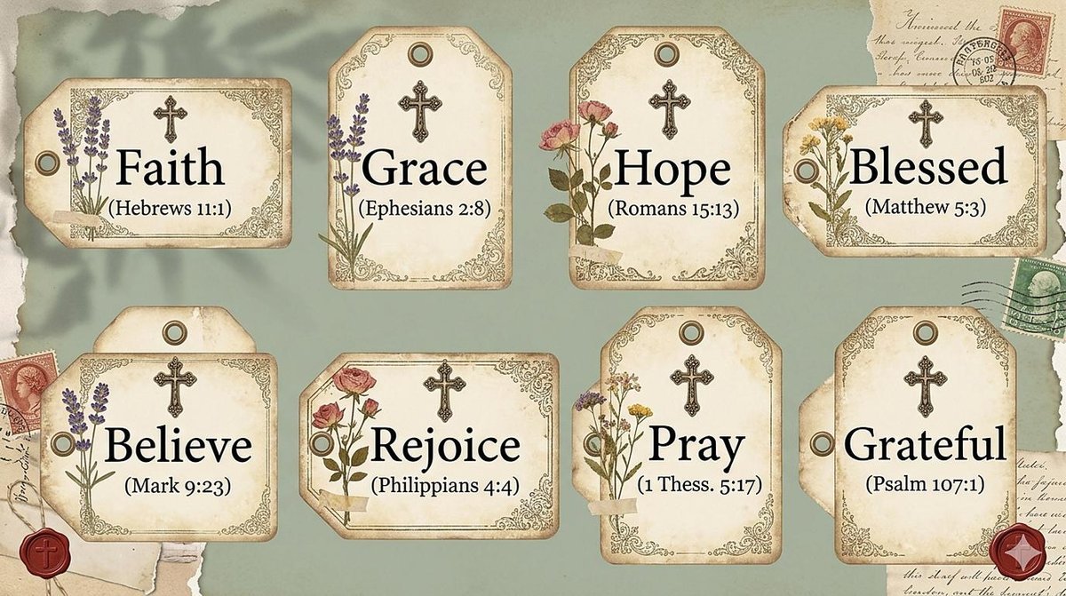 Vintage Christian Ephemera Kit | KJV Scripture Cards, Tags, Pockets (Digital Download) — image 3