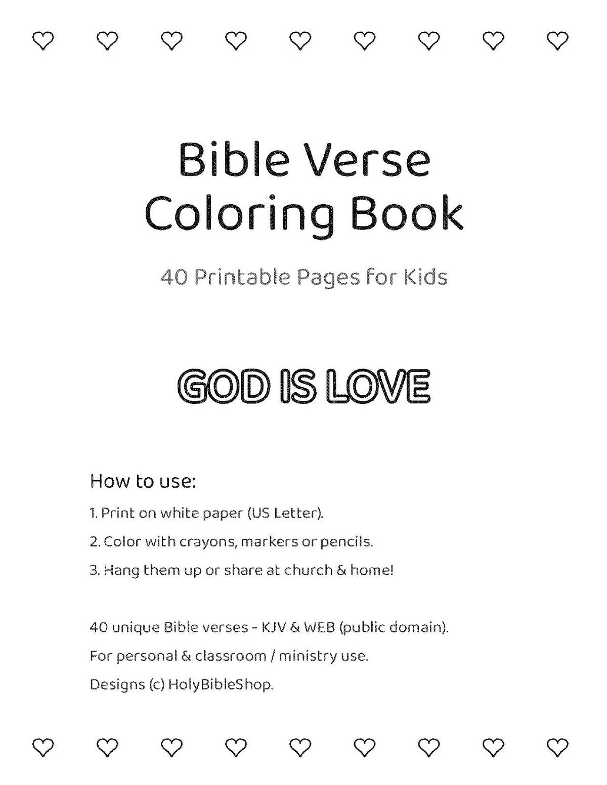 Bible Verse Coloring Pages for Kids, 40 Printable Scripture Sheets (PDF Download)