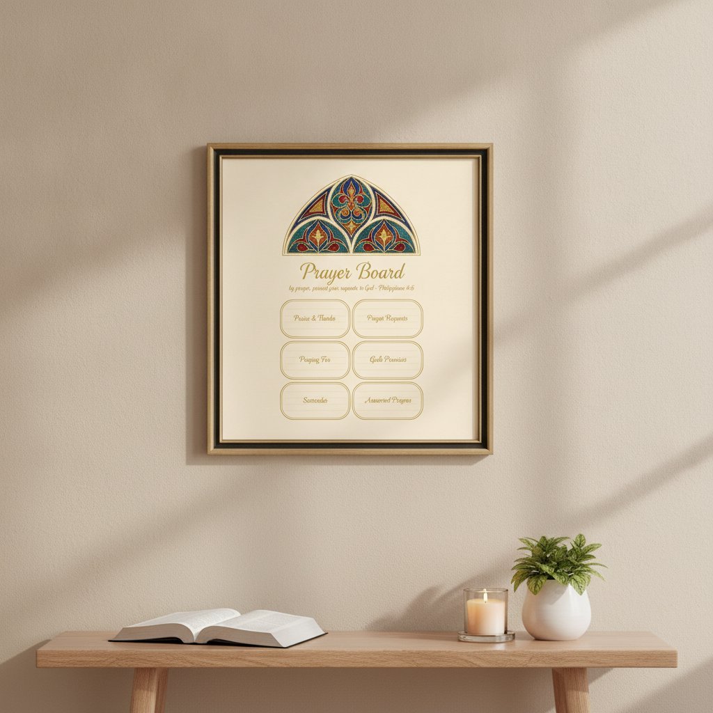 Prayer Board Printable, Stained Glass Christian Wall Art, Prayer Journal Kit, Bible Verse Prayer List, Scripture Tracker, Instant Download — image 5