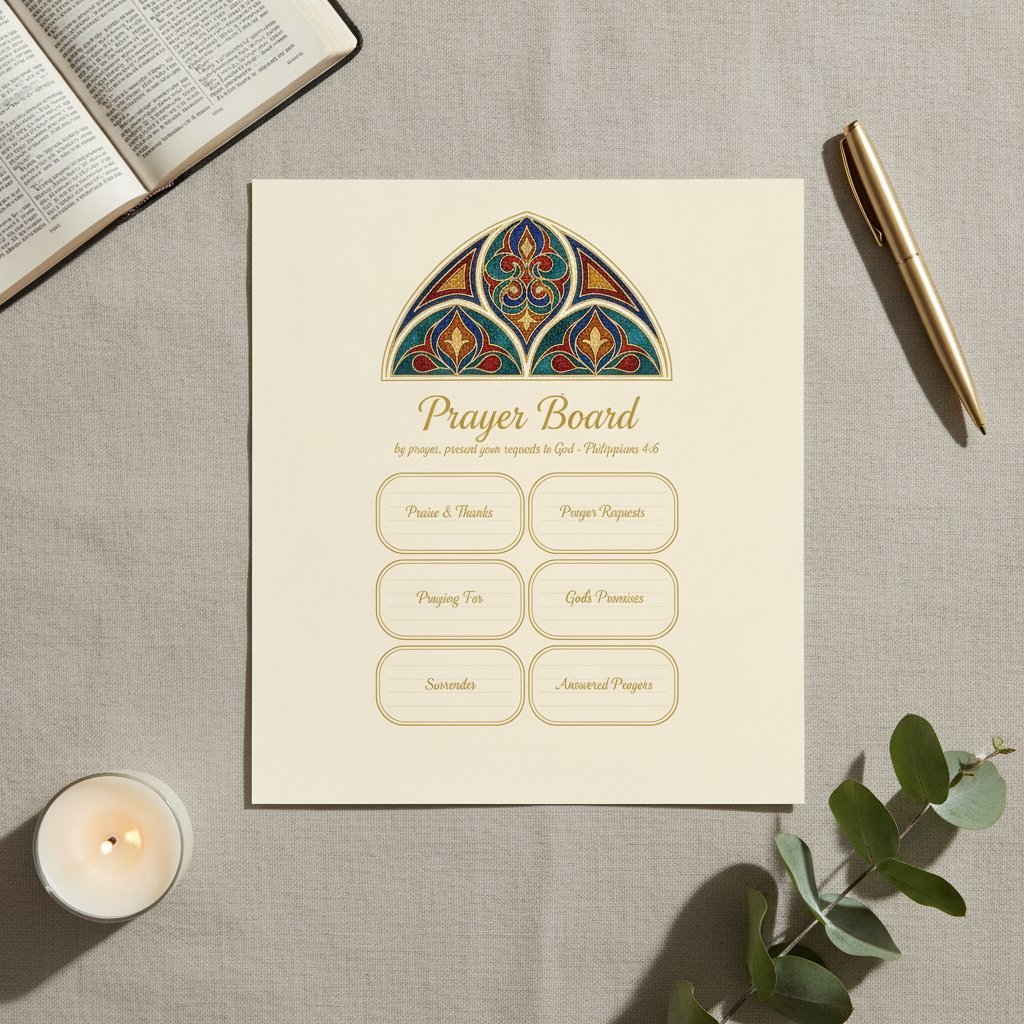 Prayer Board Printable, Stained Glass Christian Wall Art, Prayer Journal Kit, Bible Verse Prayer List, Scripture Tracker, Instant Download — image 7