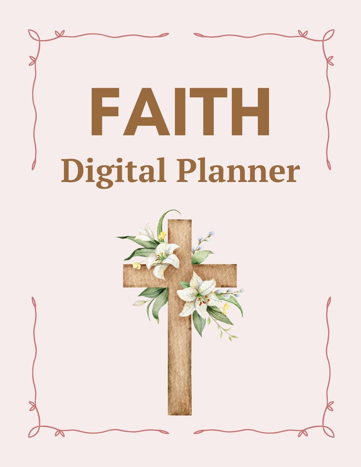 Faith Digital Planner, Bible Study, Prayer Journal (PDF)